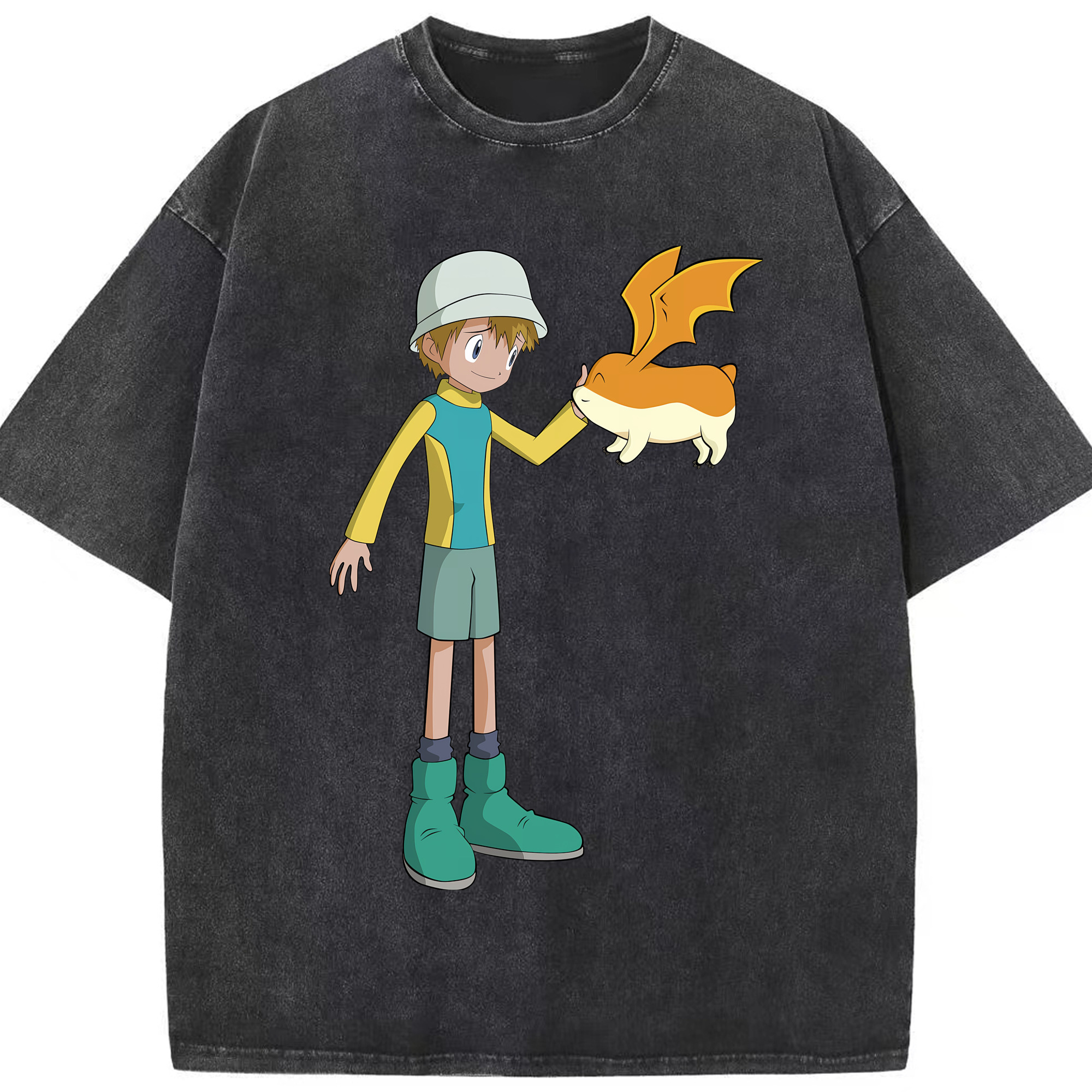 （画像用） Digimon デジタルモンスター/デジモン 綿100% ヴィンテージ風 半袖Tシャツ（フロントプリント）