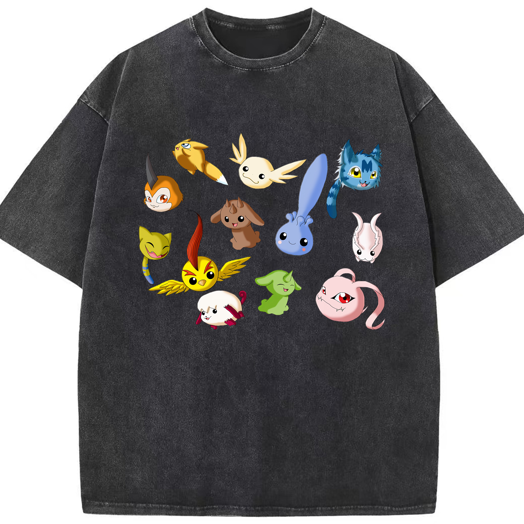 （画像用） Digimon デジタルモンスター/デジモン 綿100% ヴィンテージ風 半袖Tシャツ（フロントプリント）
