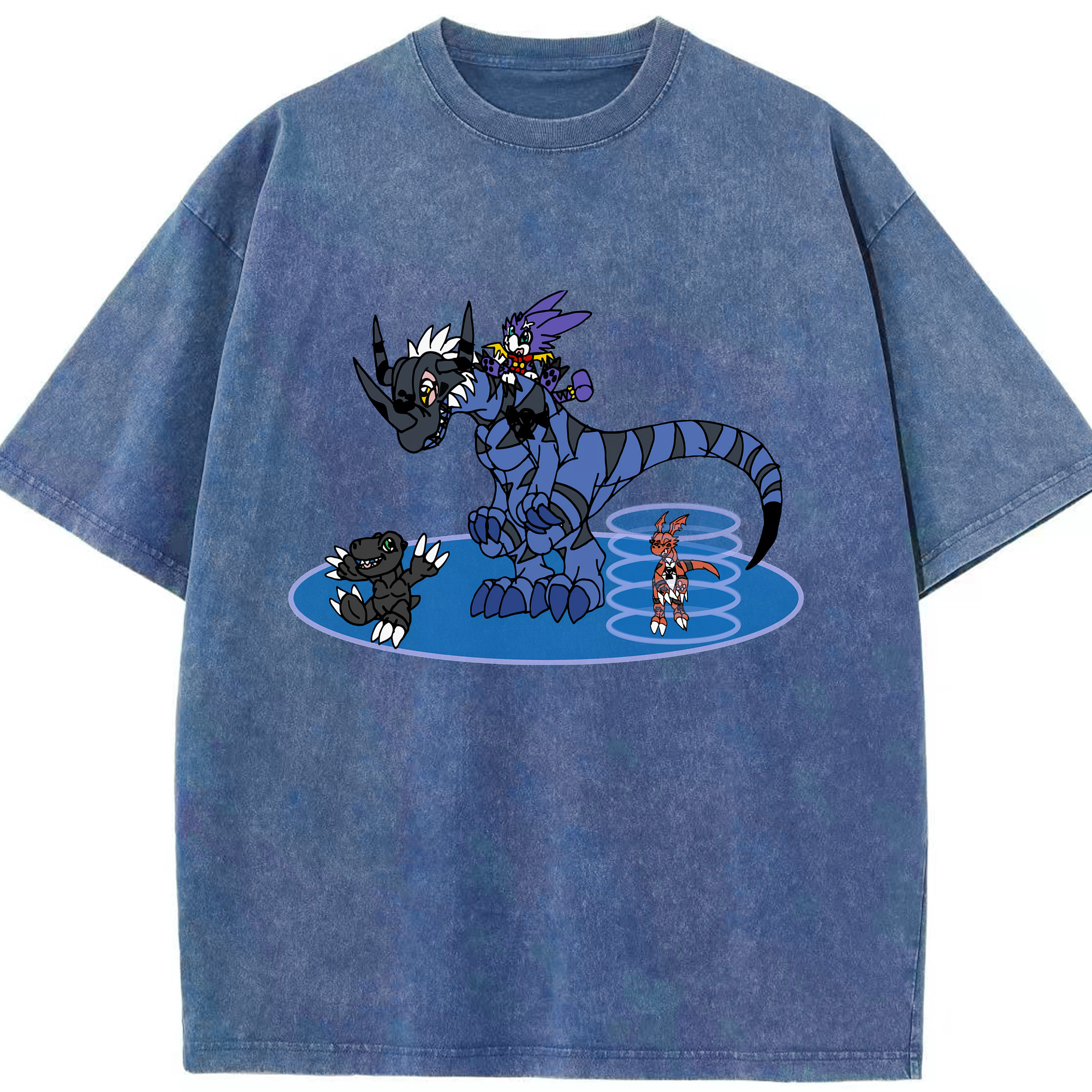 （画像用） Digimon デジタルモンスター/デジモン 綿100% ヴィンテージ風 半袖Tシャツ（フロントプリント）