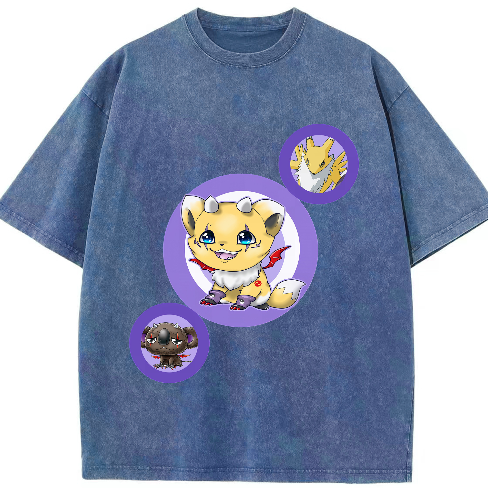 （画像用） Digimon デジタルモンスター/デジモン 綿100% ヴィンテージ風 半袖Tシャツ（フロントプリント）
