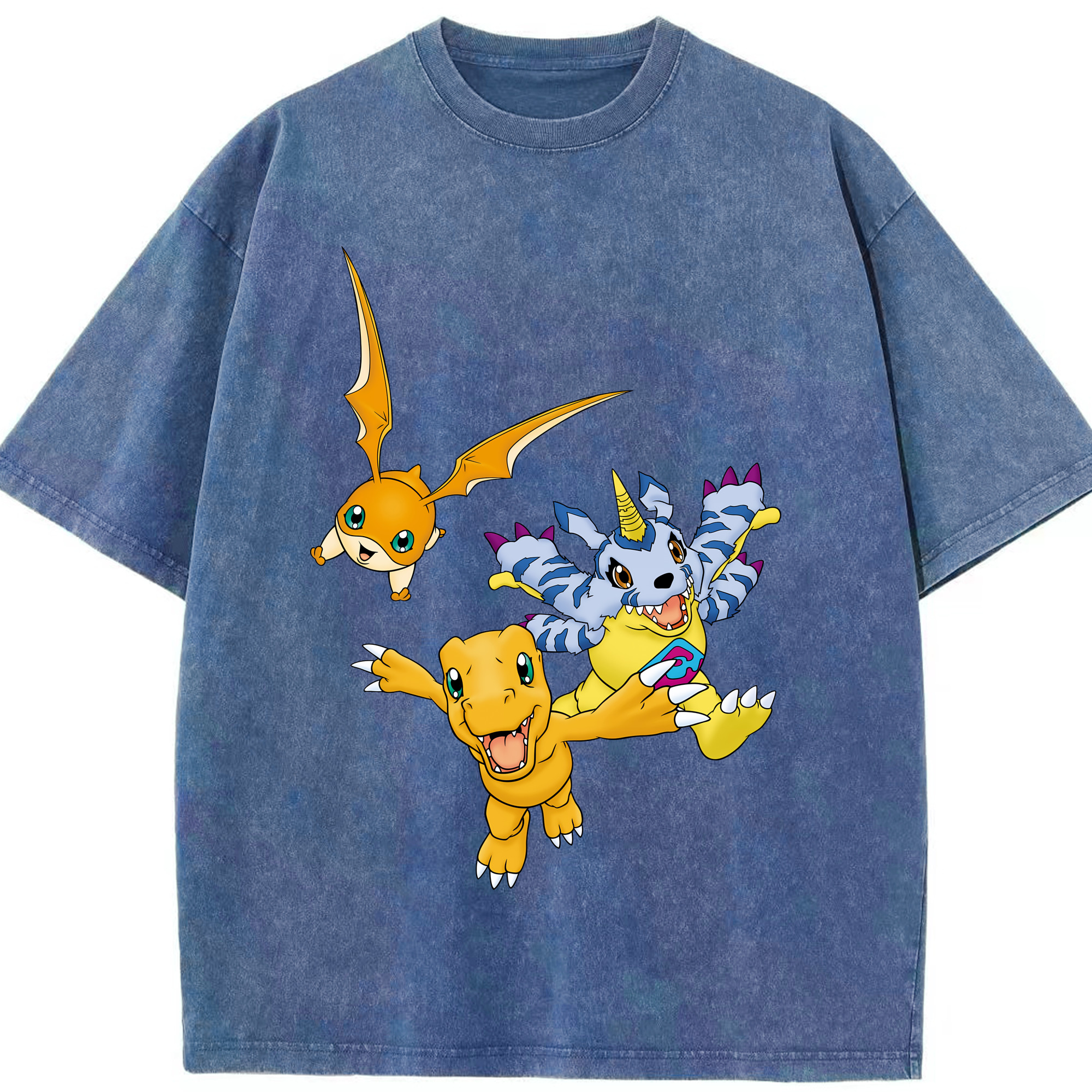（画像用） Digimon デジタルモンスター/デジモン 綿100% ヴィンテージ風 半袖Tシャツ（フロントプリント）
