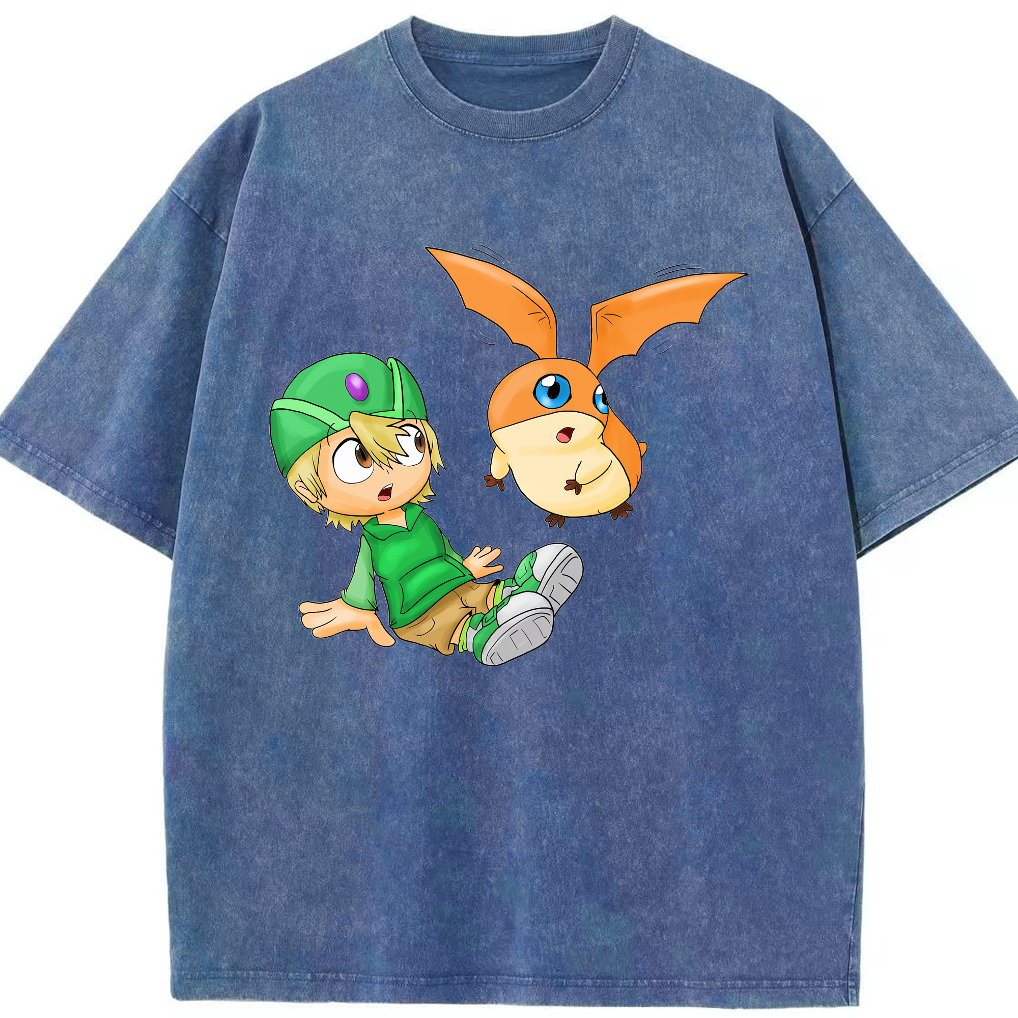 （画像用） Digimon デジタルモンスター/デジモン 綿100% ヴィンテージ風 半袖Tシャツ（フロントプリント）