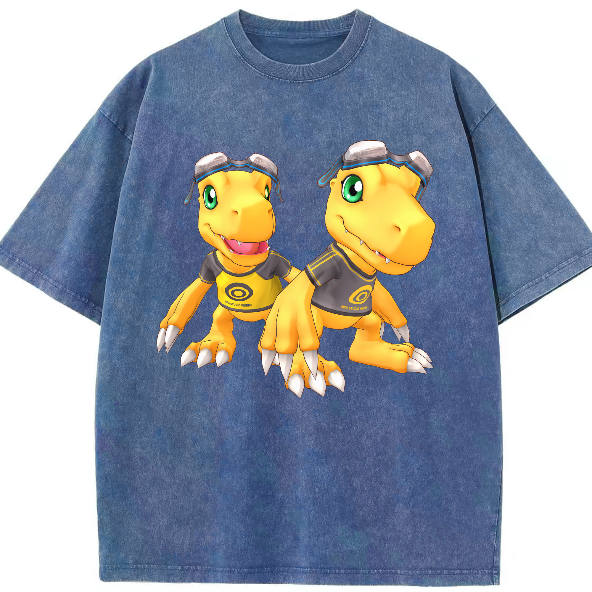 （画像用） Digimon デジタルモンスター/デジモン 綿100% ヴィンテージ風 半袖Tシャツ（フロントプリント）