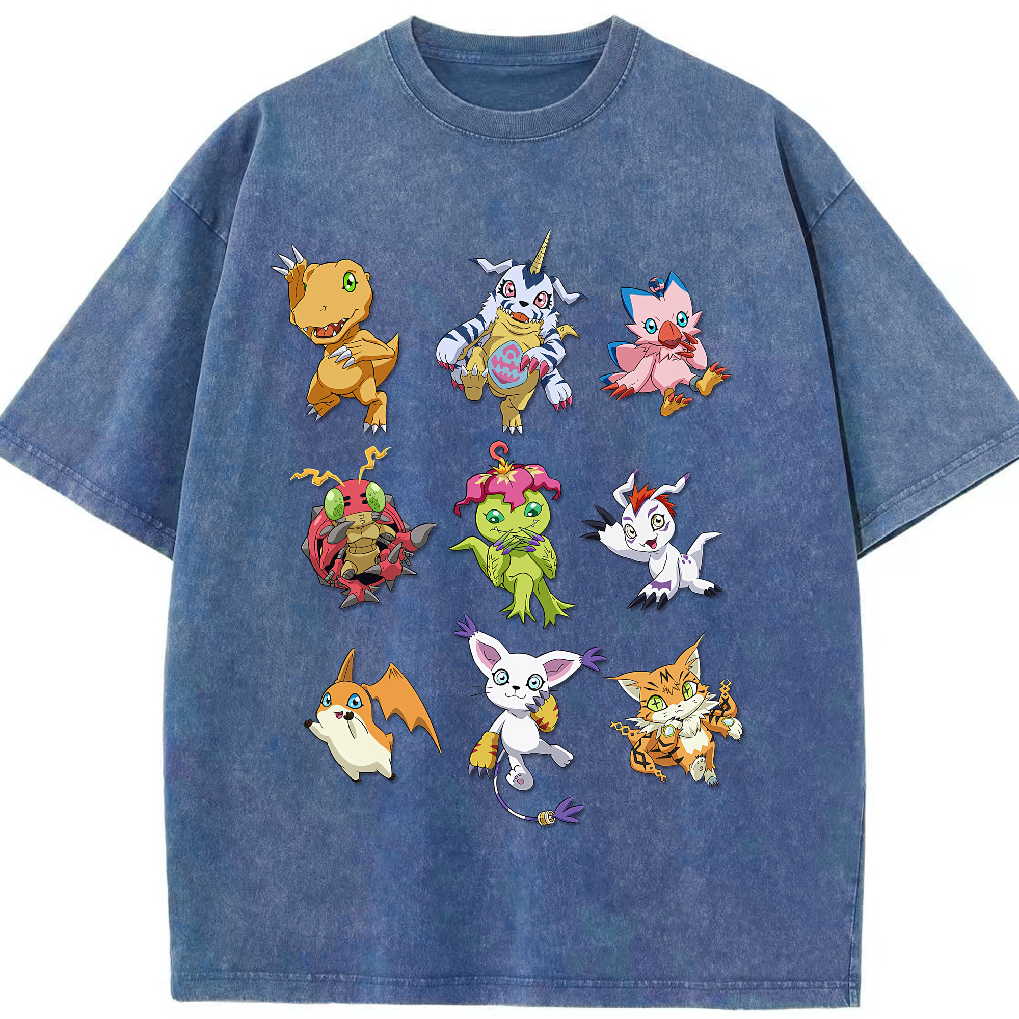 （画像用） Digimon デジタルモンスター/デジモン 綿100% ヴィンテージ風 半袖Tシャツ（フロントプリント）