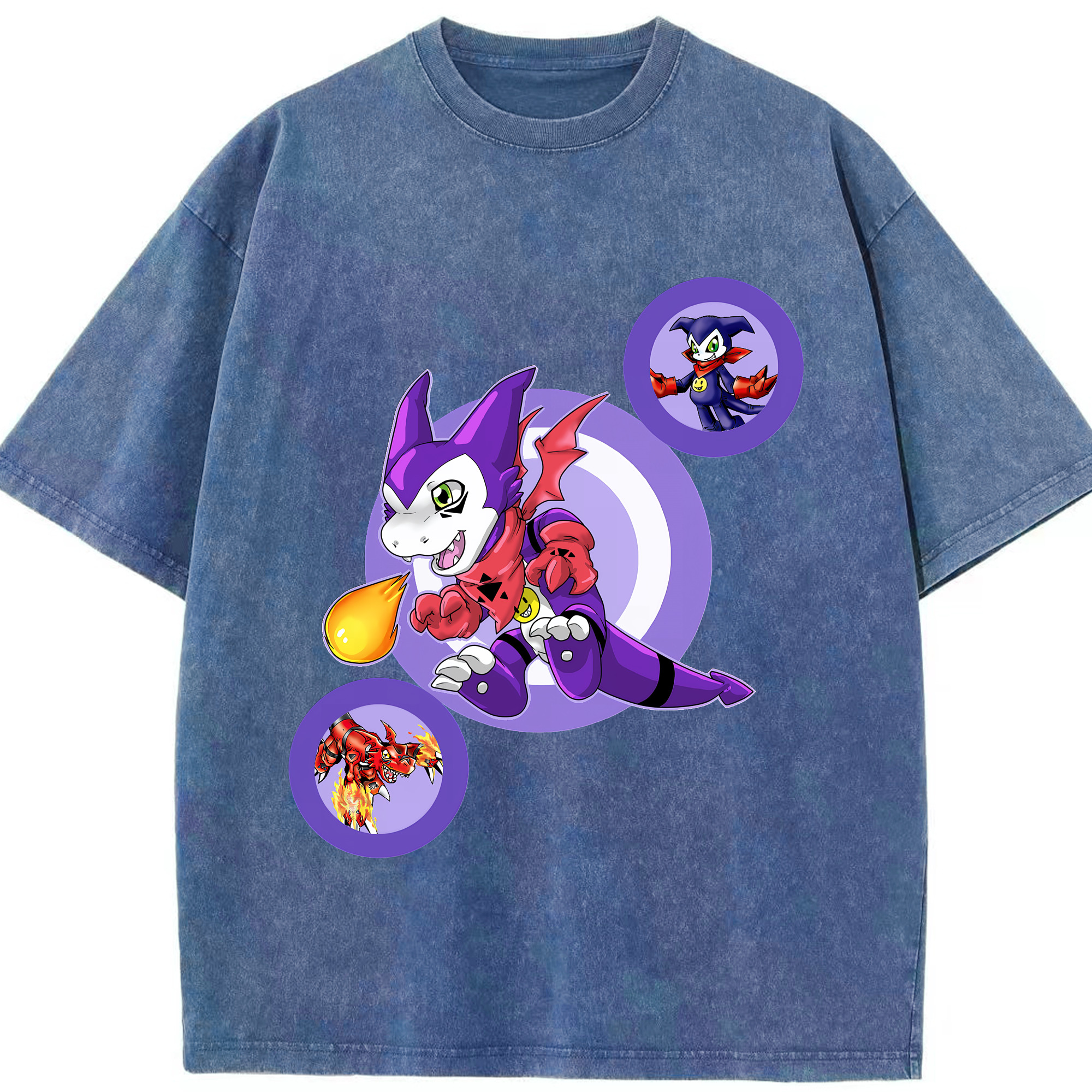 （画像用） Digimon デジタルモンスター/デジモン 綿100% ヴィンテージ風 半袖Tシャツ（フロントプリント）