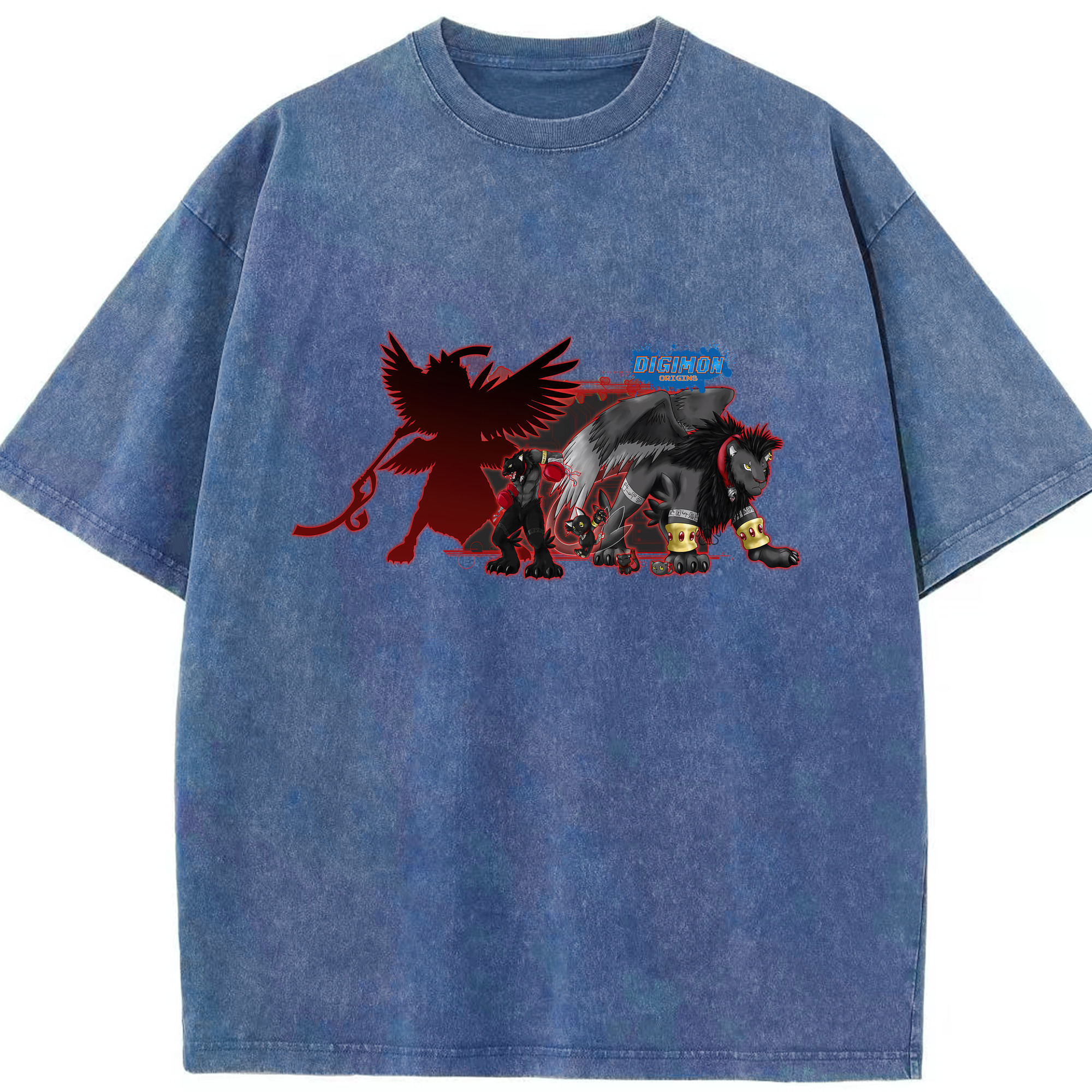 （画像用） Digimon デジタルモンスター/デジモン 綿100% ヴィンテージ風 半袖Tシャツ（フロントプリント）