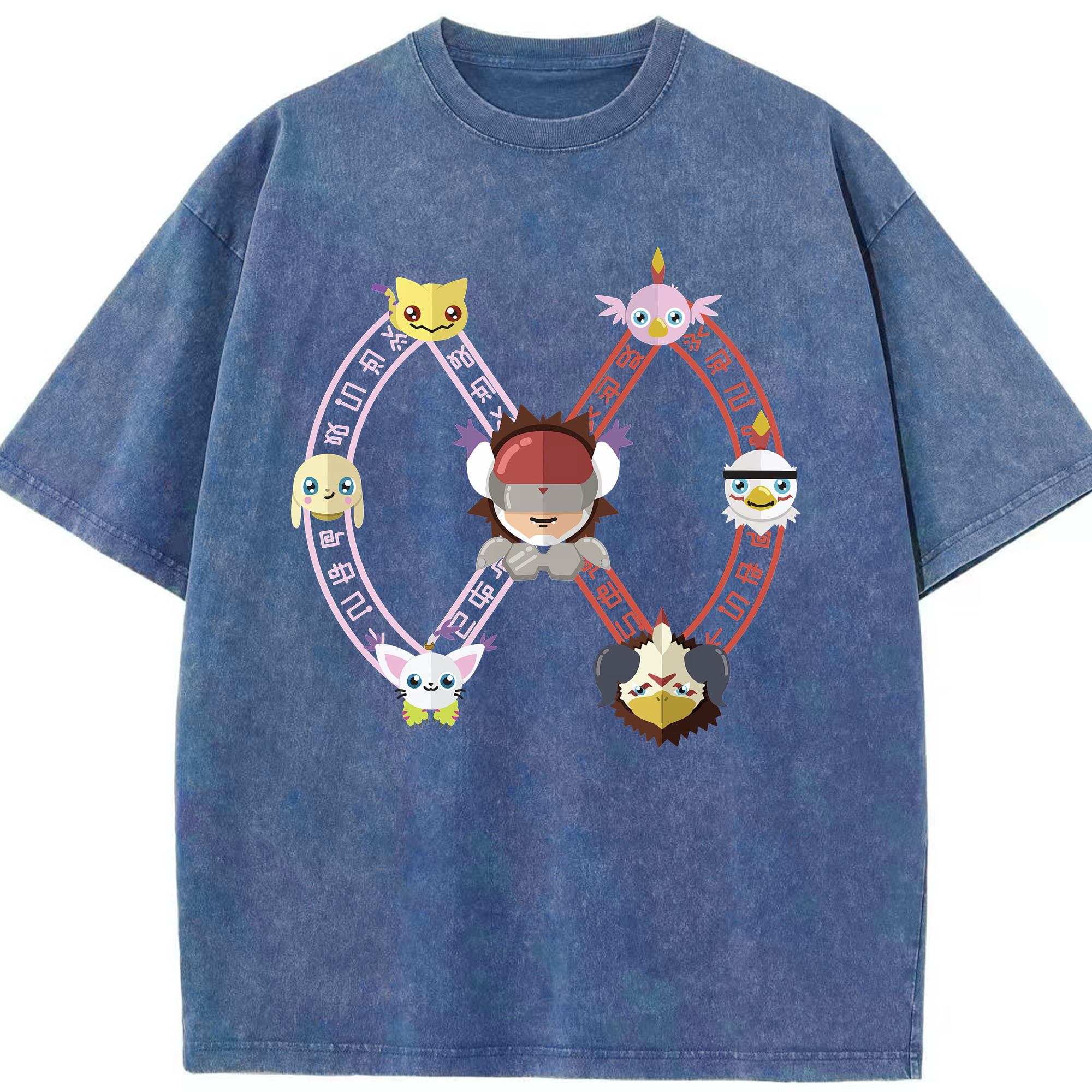 （画像用） Digimon デジタルモンスター/デジモン 綿100% ヴィンテージ風 半袖Tシャツ（フロントプリント）