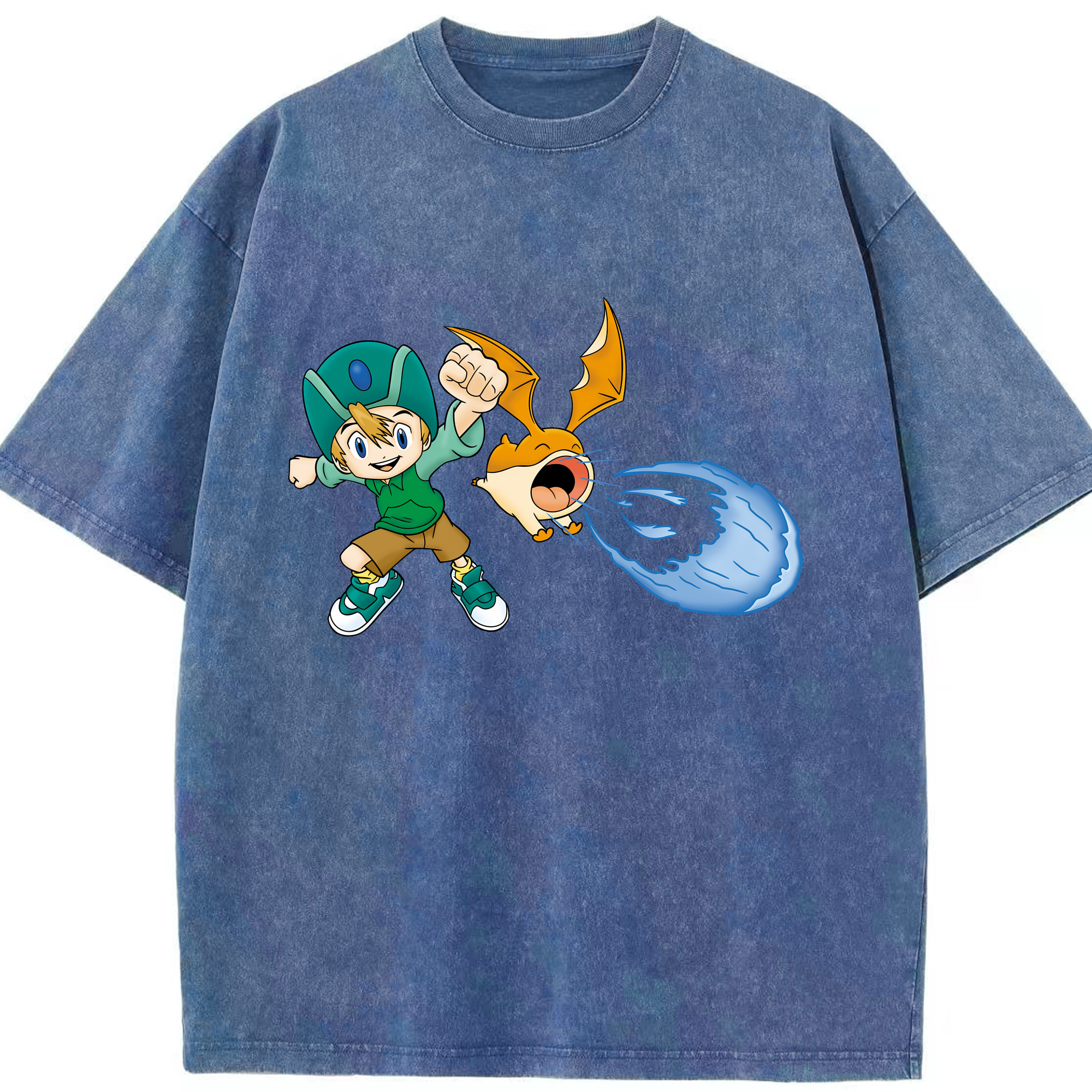 （画像用） Digimon デジタルモンスター/デジモン 綿100% ヴィンテージ風 半袖Tシャツ（フロントプリント）