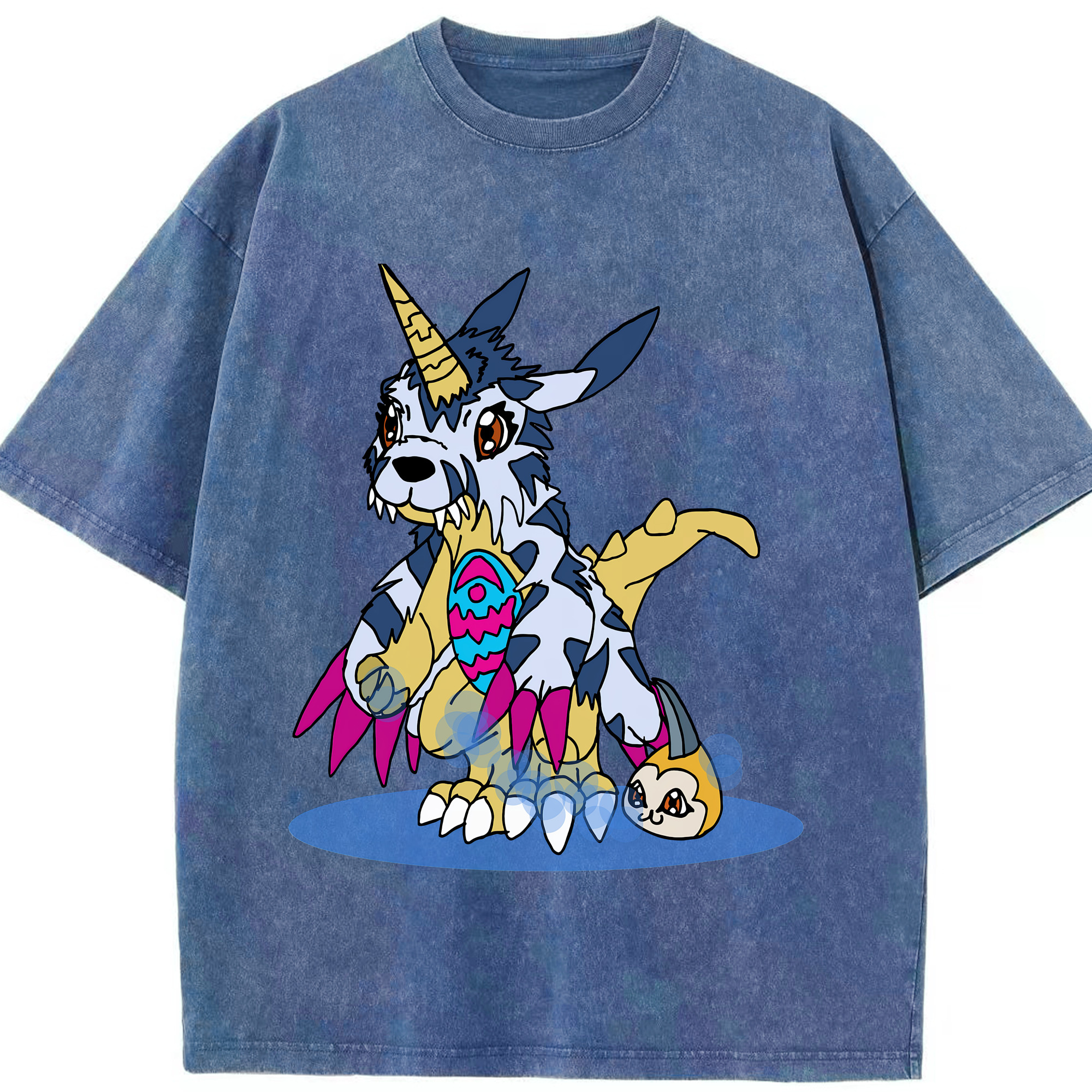 （画像用） Digimon デジタルモンスター/デジモン 綿100% ヴィンテージ風 半袖Tシャツ（フロントプリント）