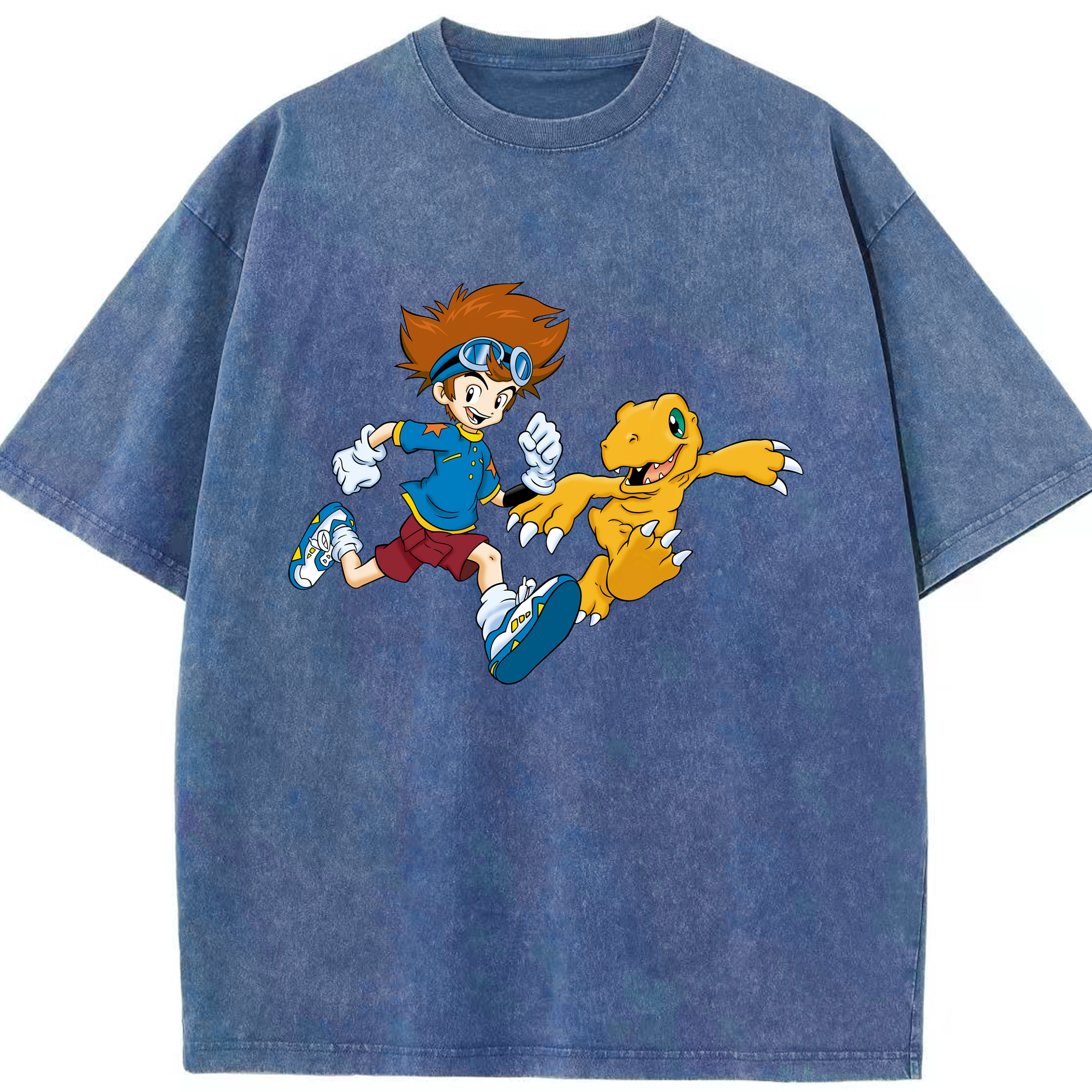 （画像用） Digimon デジタルモンスター/デジモン 綿100% ヴィンテージ風 半袖Tシャツ（フロントプリント）