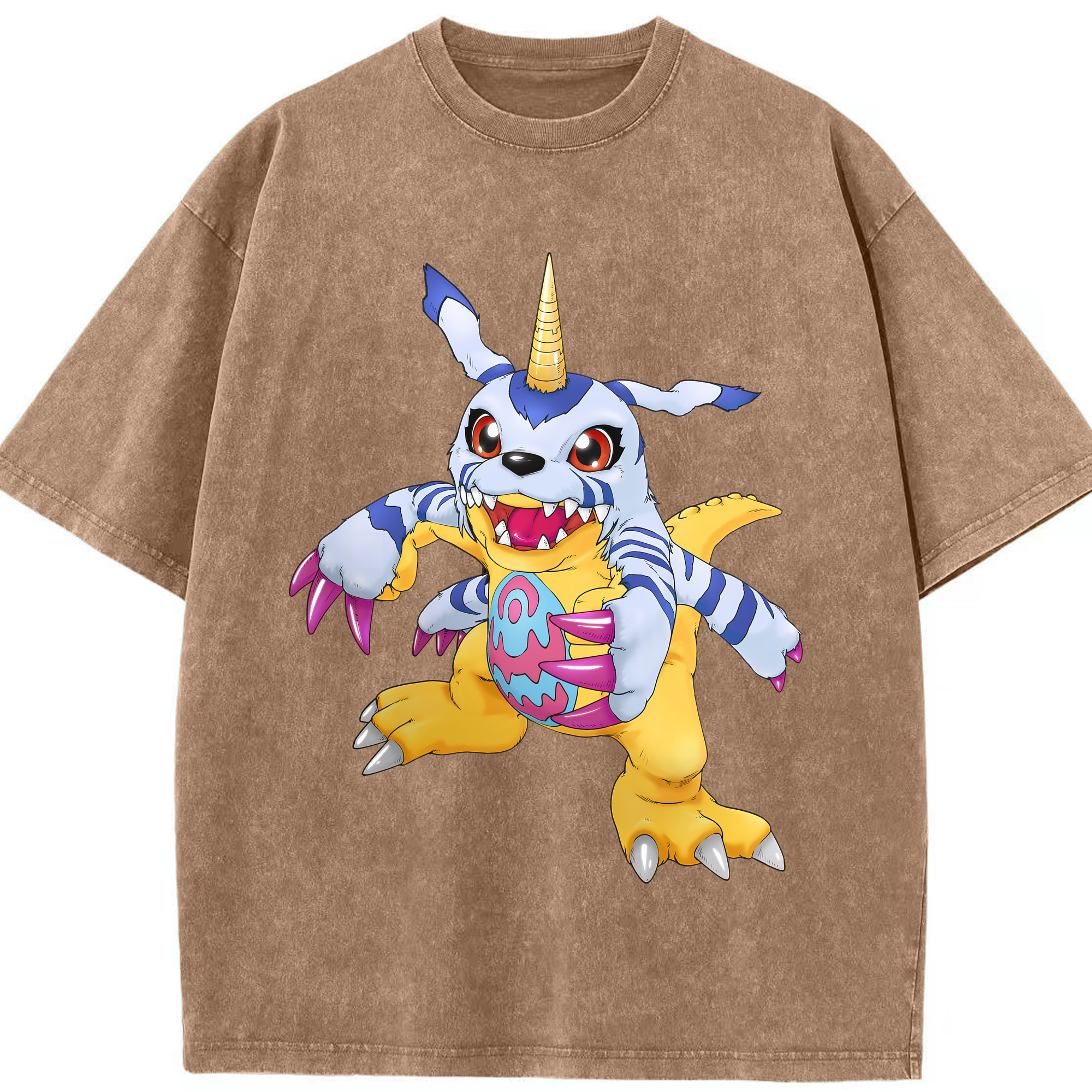（画像用） Digimon デジタルモンスター/デジモン 綿100% ヴィンテージ風 半袖Tシャツ（フロントプリント）