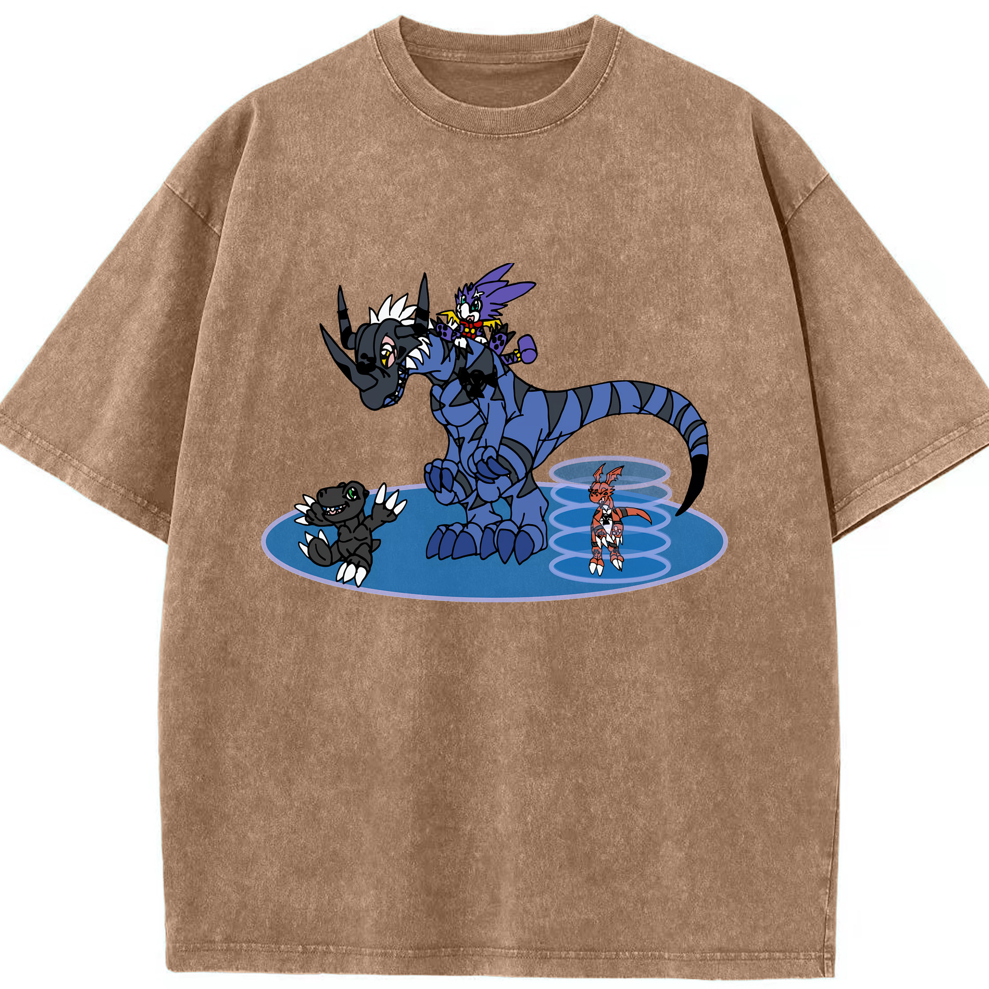 （画像用） Digimon デジタルモンスター/デジモン 綿100% ヴィンテージ風 半袖Tシャツ（フロントプリント）