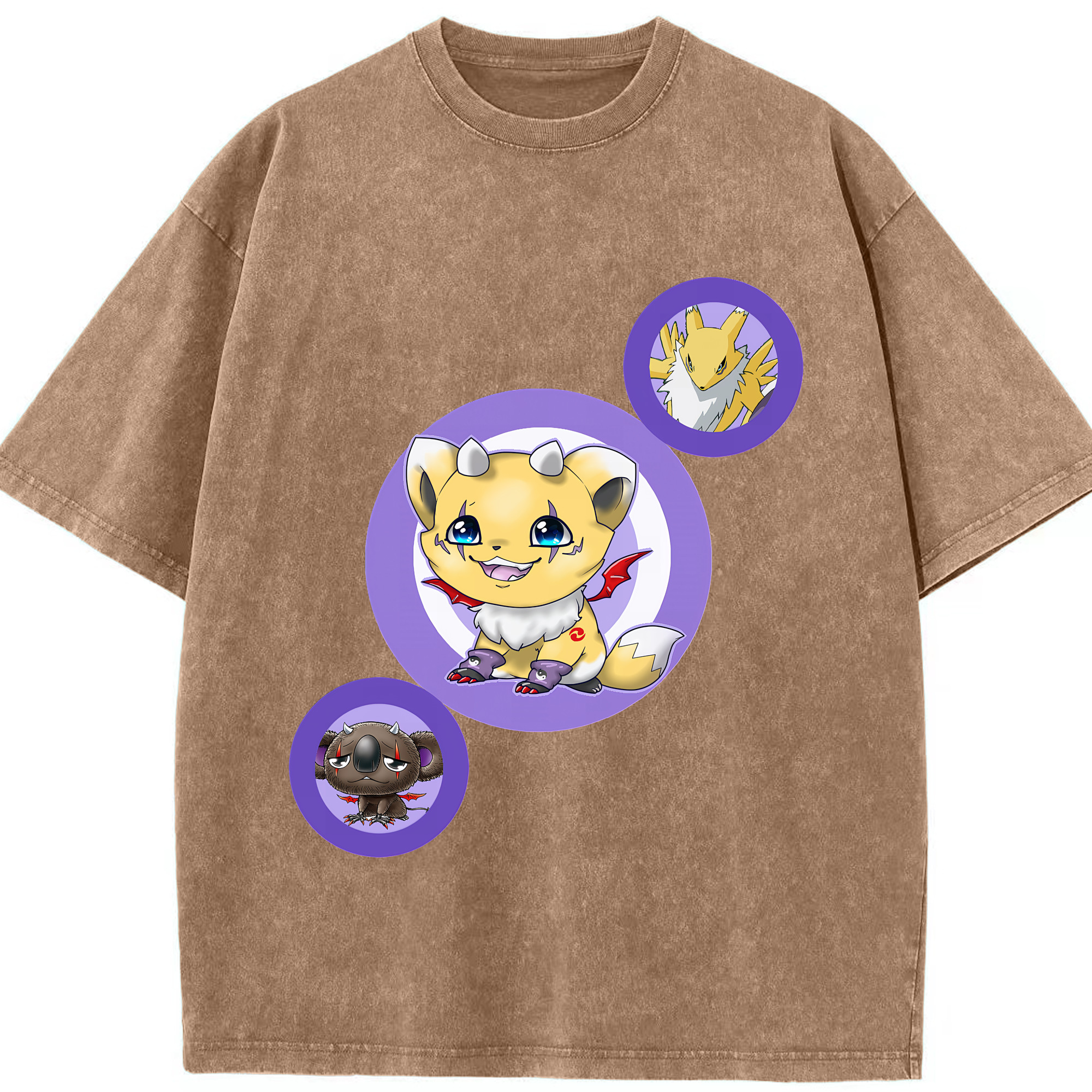 （画像用） Digimon デジタルモンスター/デジモン 綿100% ヴィンテージ風 半袖Tシャツ（フロントプリント）