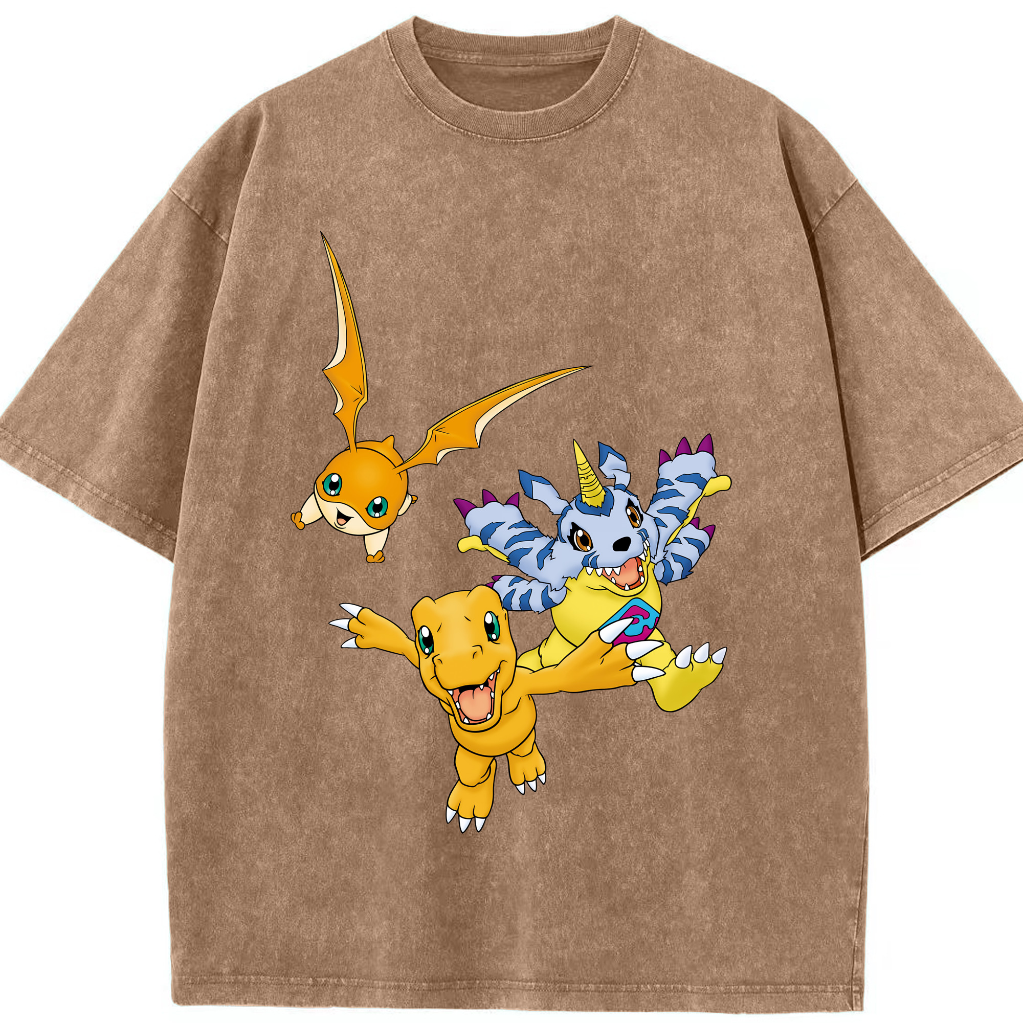 （画像用） Digimon デジタルモンスター/デジモン 綿100% ヴィンテージ風 半袖Tシャツ（フロントプリント）