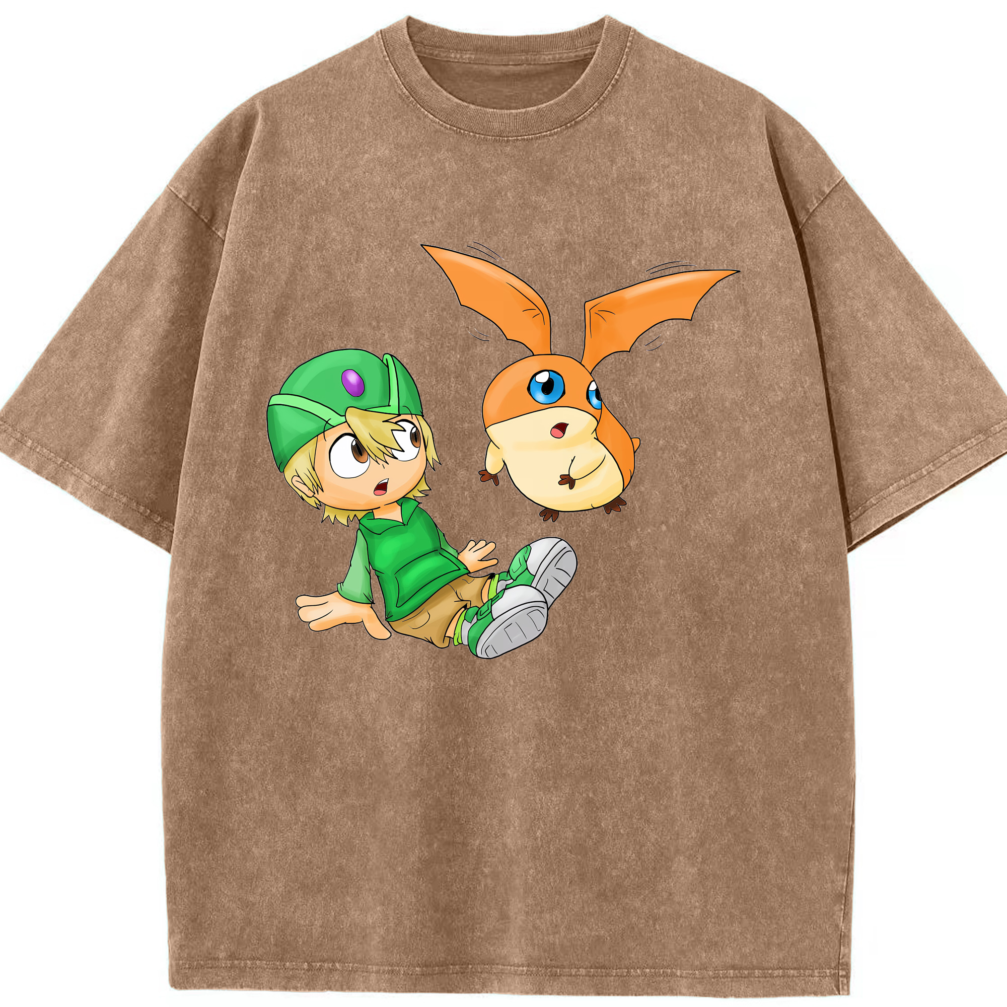 （画像用） Digimon デジタルモンスター/デジモン 綿100% ヴィンテージ風 半袖Tシャツ（フロントプリント）