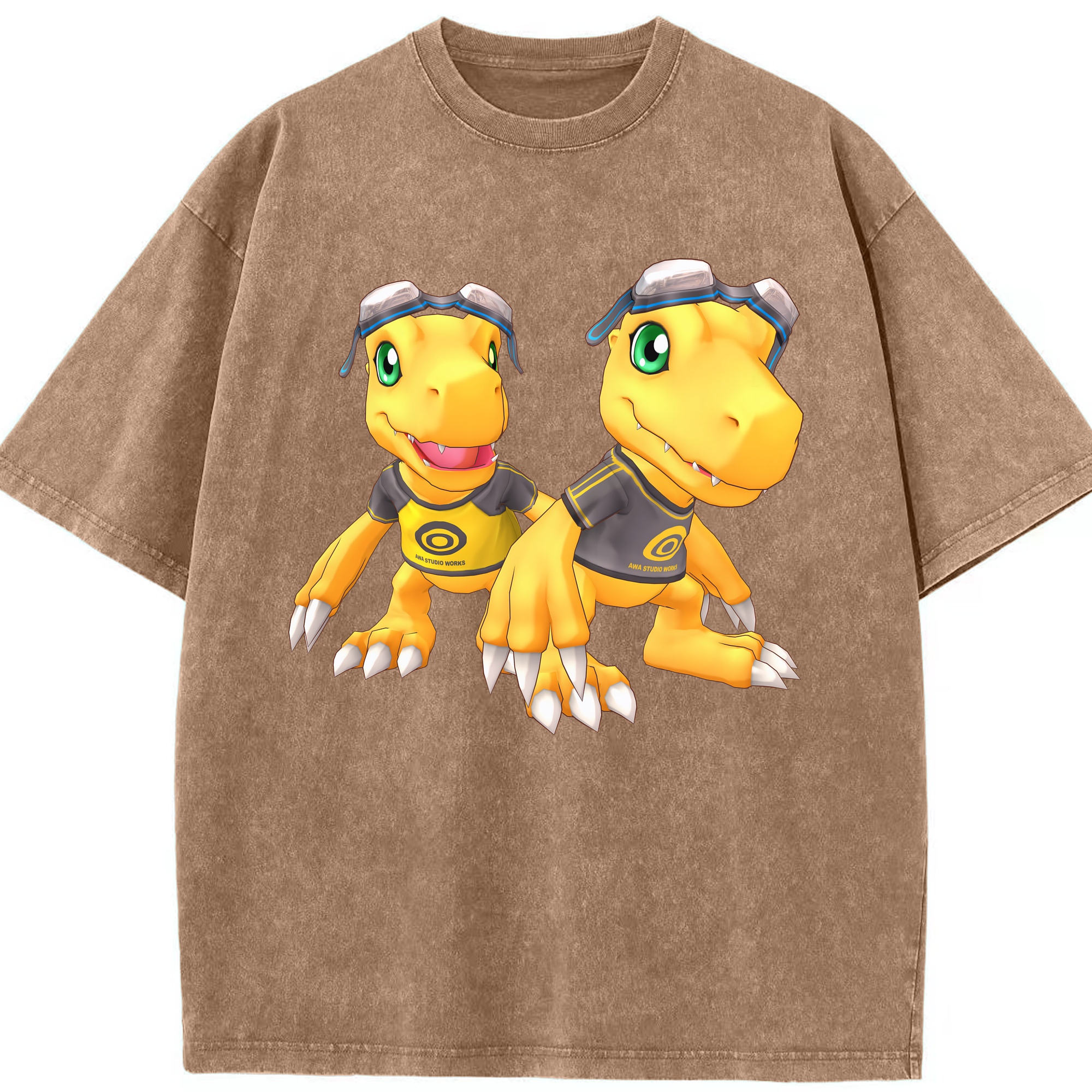 （画像用） Digimon デジタルモンスター/デジモン 綿100% ヴィンテージ風 半袖Tシャツ（フロントプリント）
