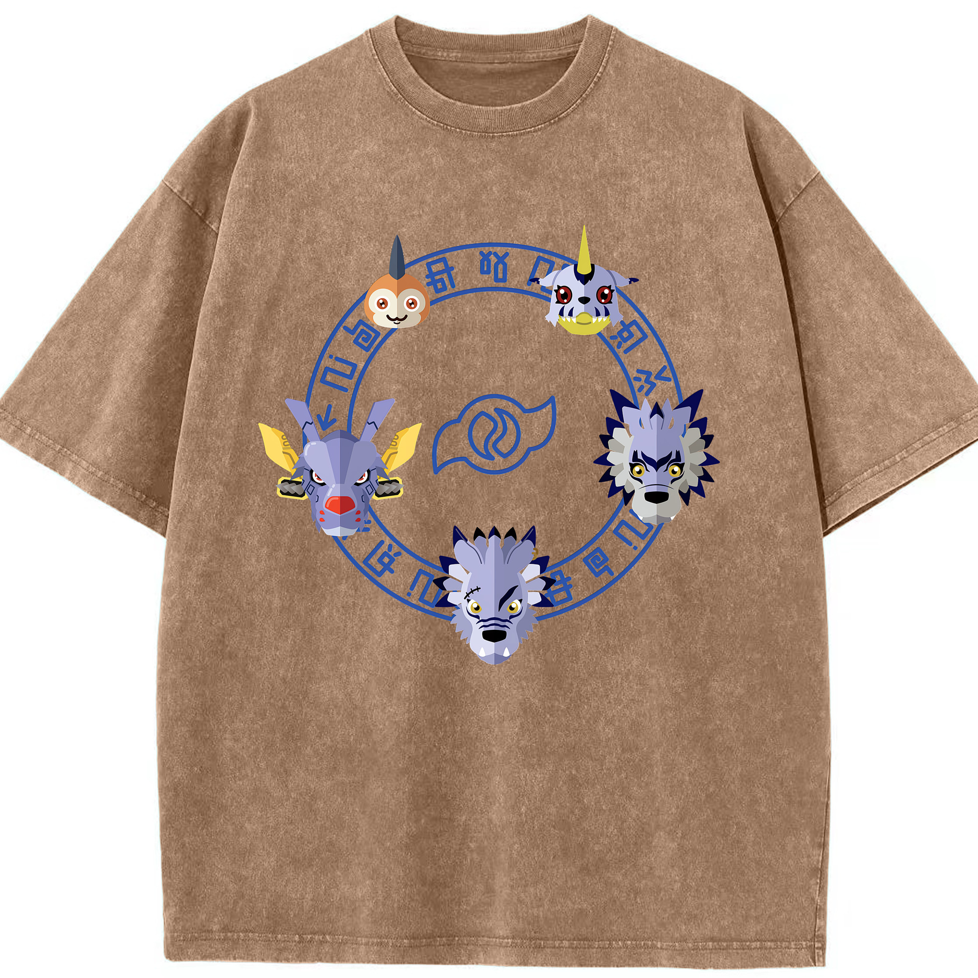 （画像用） Digimon デジタルモンスター/デジモン 綿100% ヴィンテージ風 半袖Tシャツ（フロントプリント）