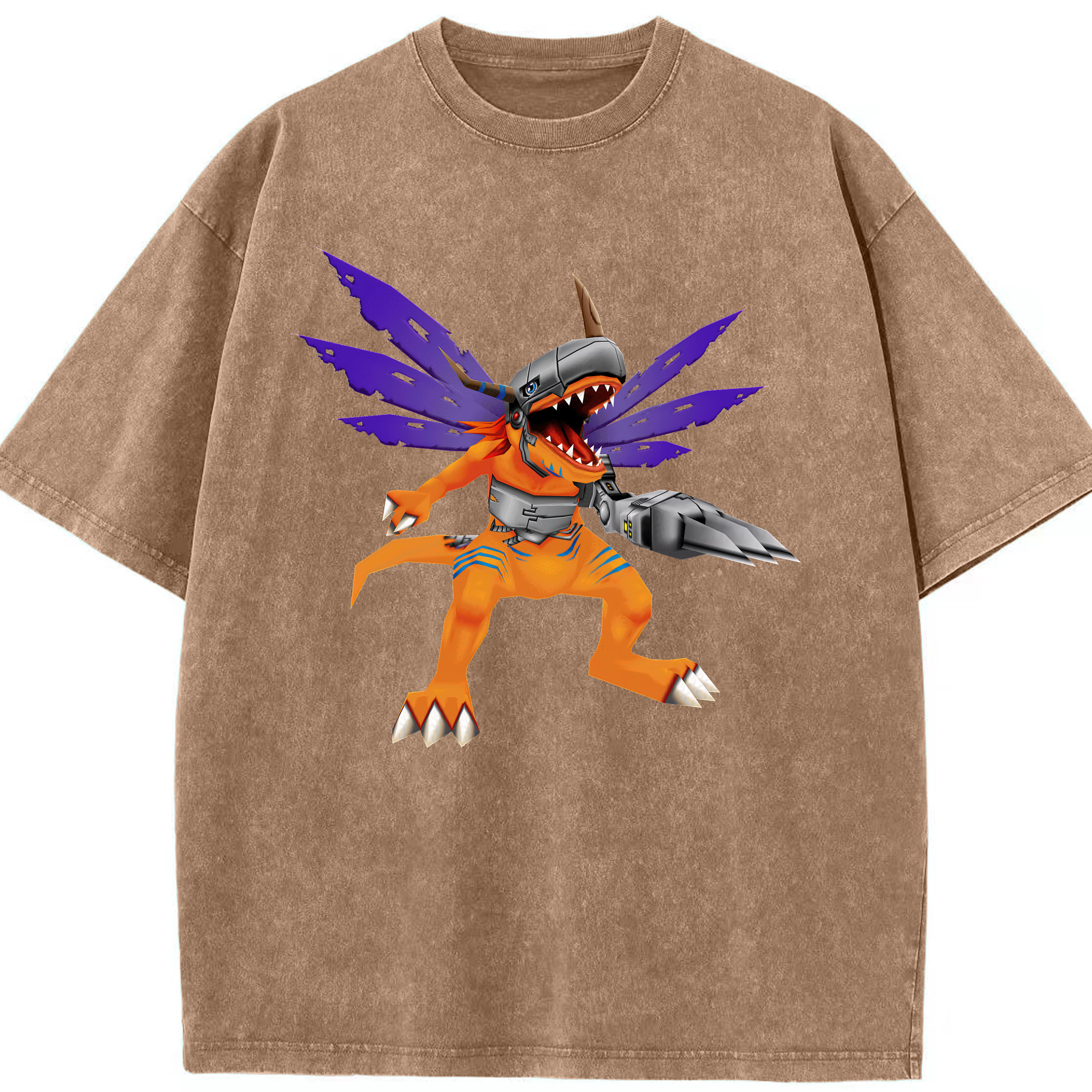 （画像用） Digimon デジタルモンスター/デジモン 綿100% ヴィンテージ風 半袖Tシャツ（フロントプリント）