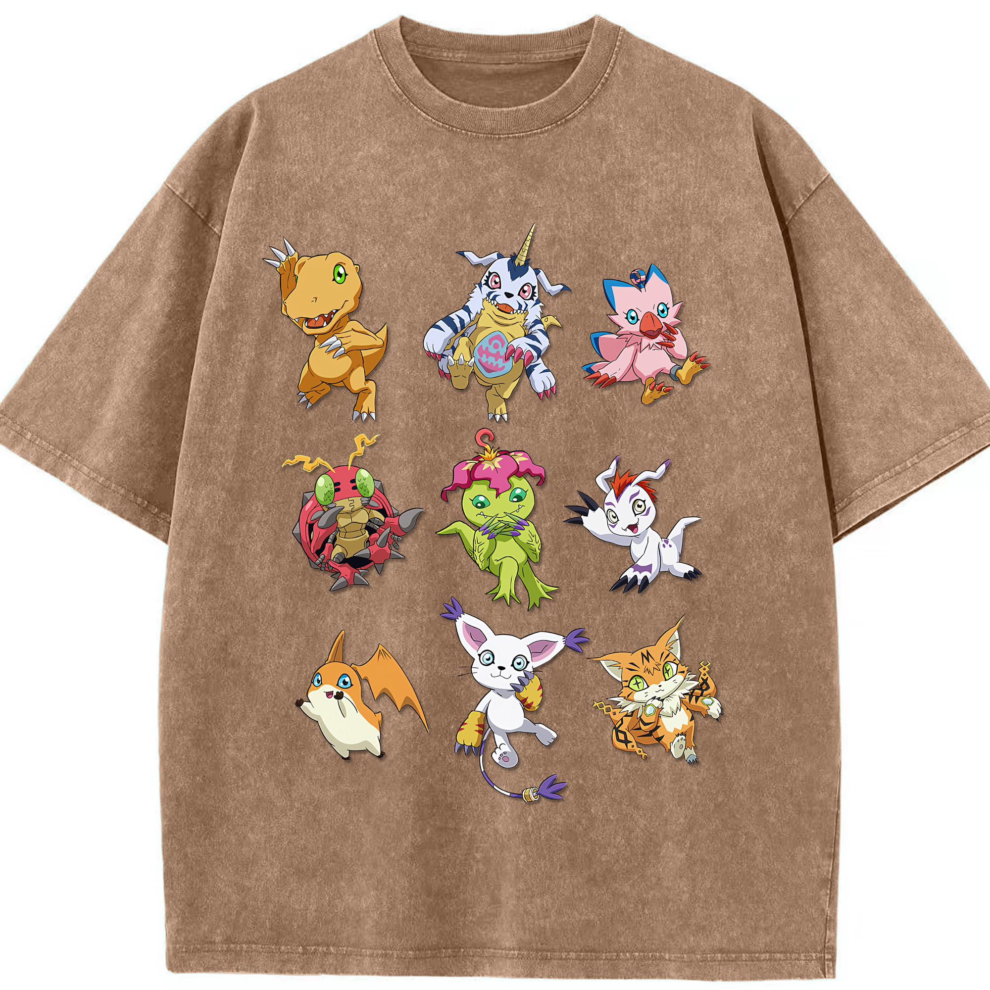 （画像用） Digimon デジタルモンスター/デジモン 綿100% ヴィンテージ風 半袖Tシャツ（フロントプリント）