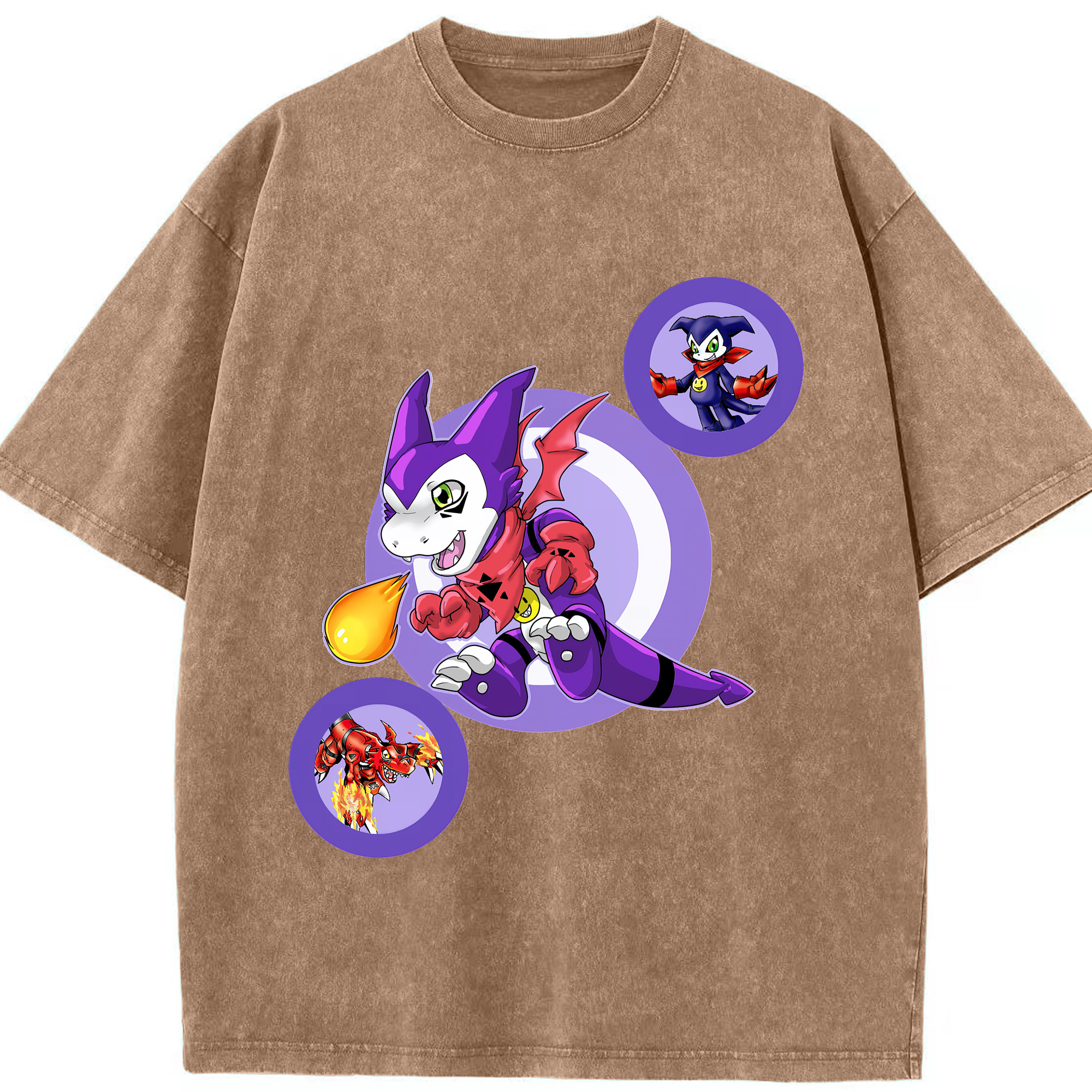 （画像用） Digimon デジタルモンスター/デジモン 綿100% ヴィンテージ風 半袖Tシャツ（フロントプリント）