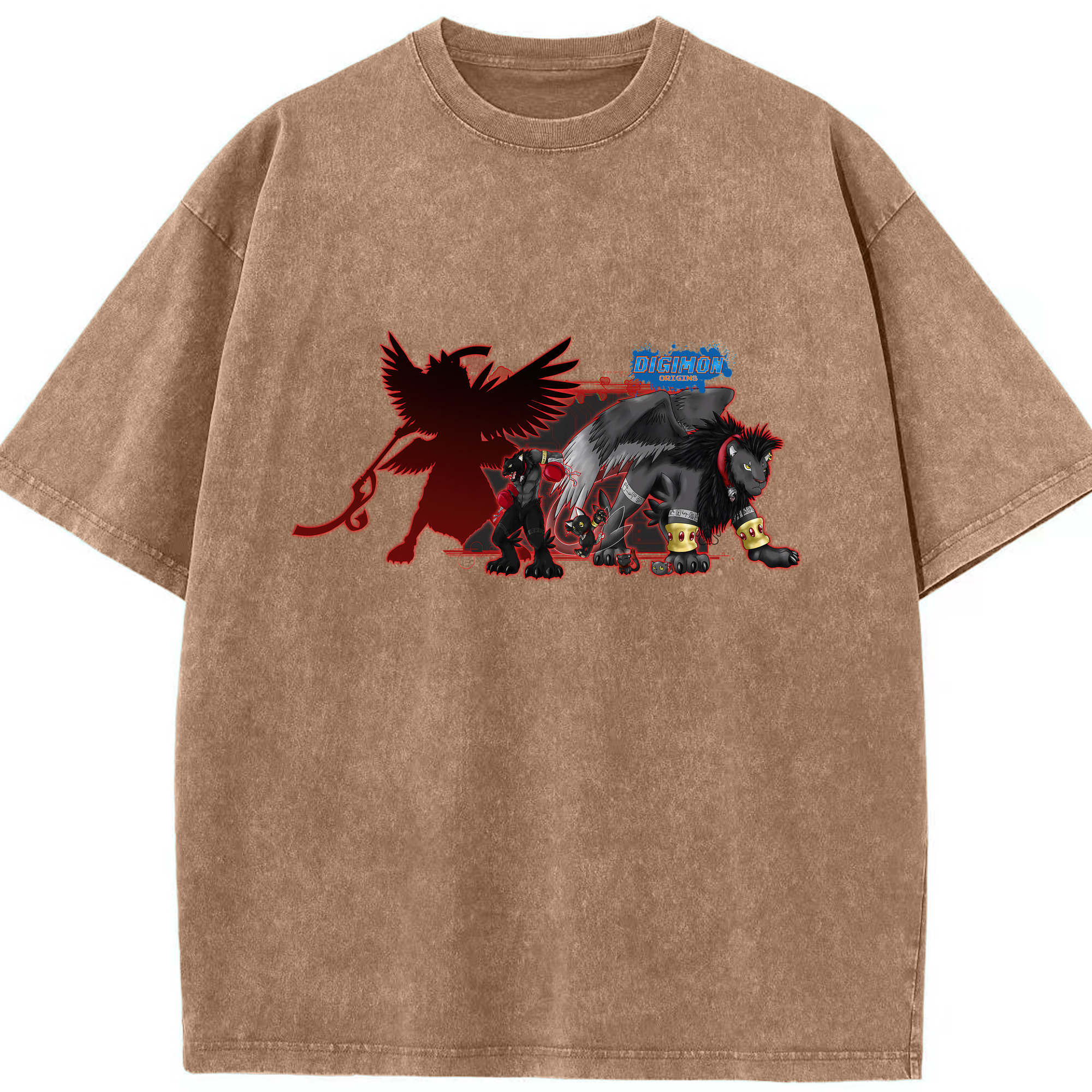 （画像用） Digimon デジタルモンスター/デジモン 綿100% ヴィンテージ風 半袖Tシャツ（フロントプリント）
