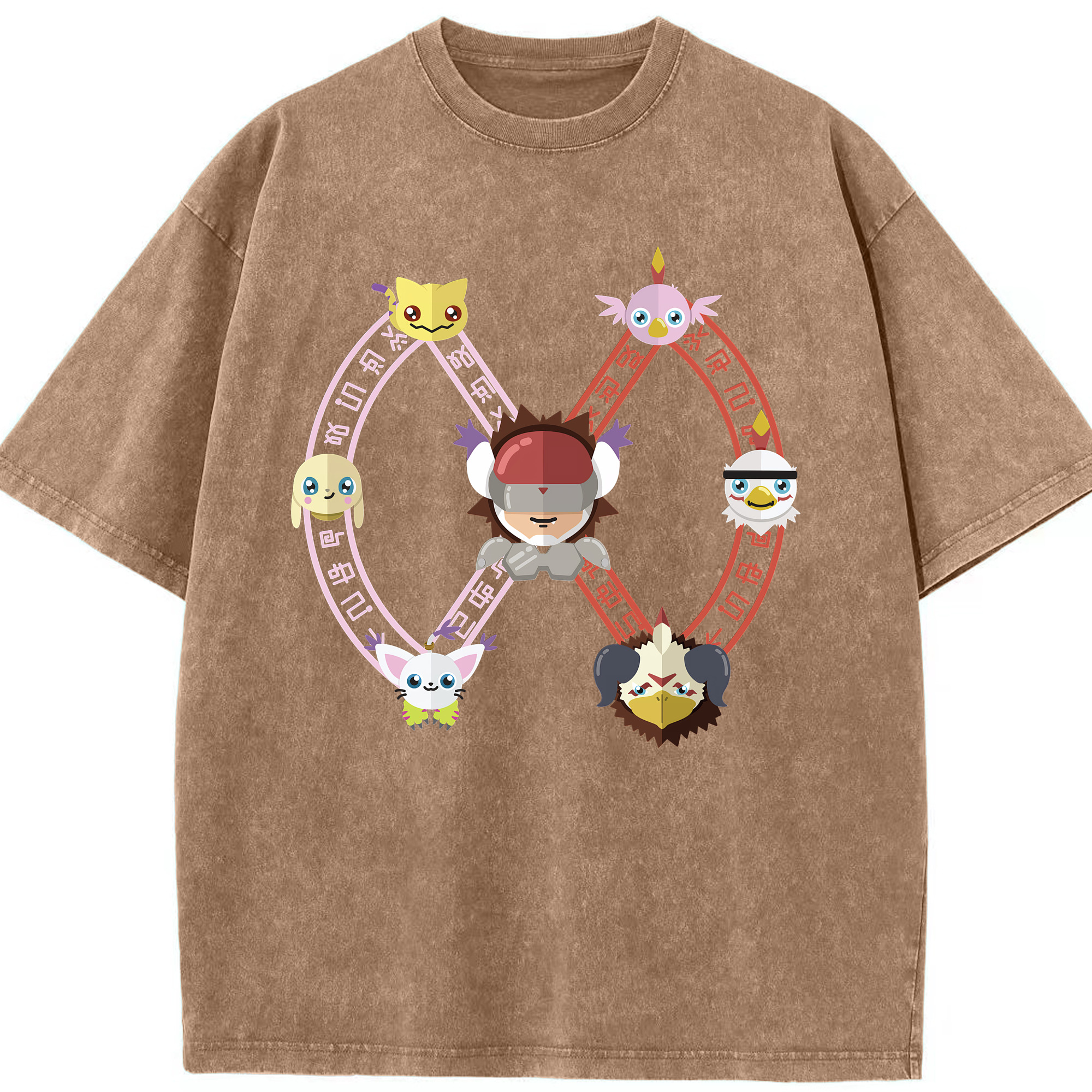 （画像用） Digimon デジタルモンスター/デジモン 綿100% ヴィンテージ風 半袖Tシャツ（フロントプリント）