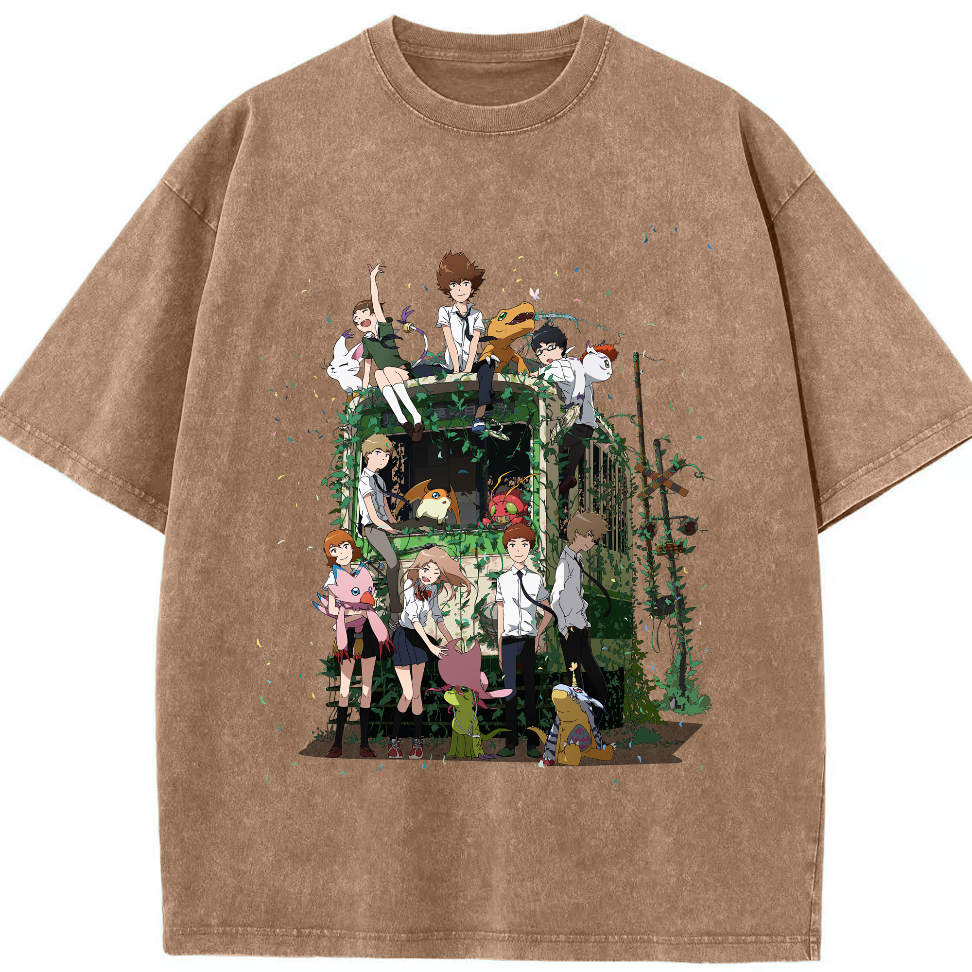 （画像用） Digimon デジタルモンスター/デジモン 綿100% ヴィンテージ風 半袖Tシャツ（フロントプリント）
