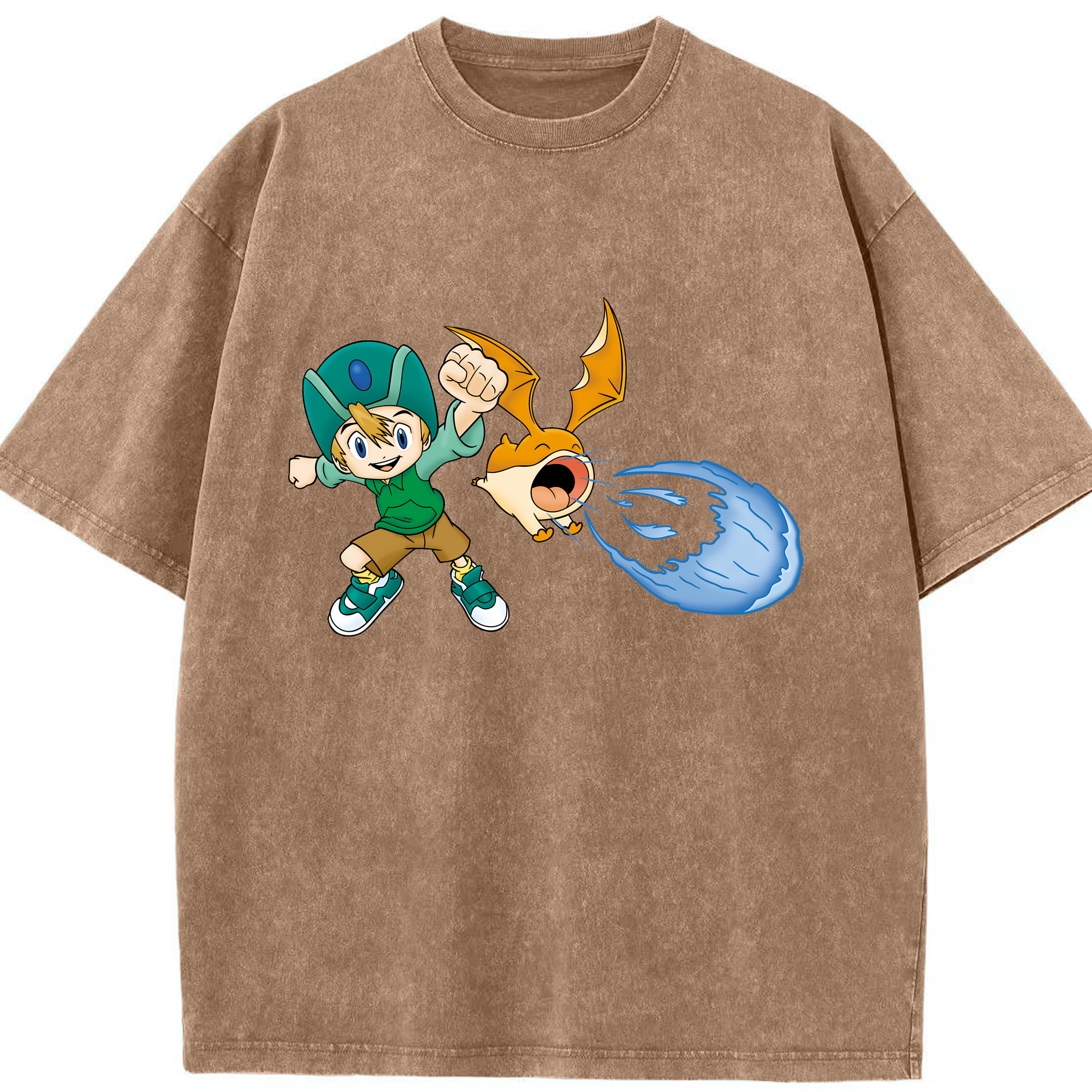 （画像用） Digimon デジタルモンスター/デジモン 綿100% ヴィンテージ風 半袖Tシャツ（フロントプリント）