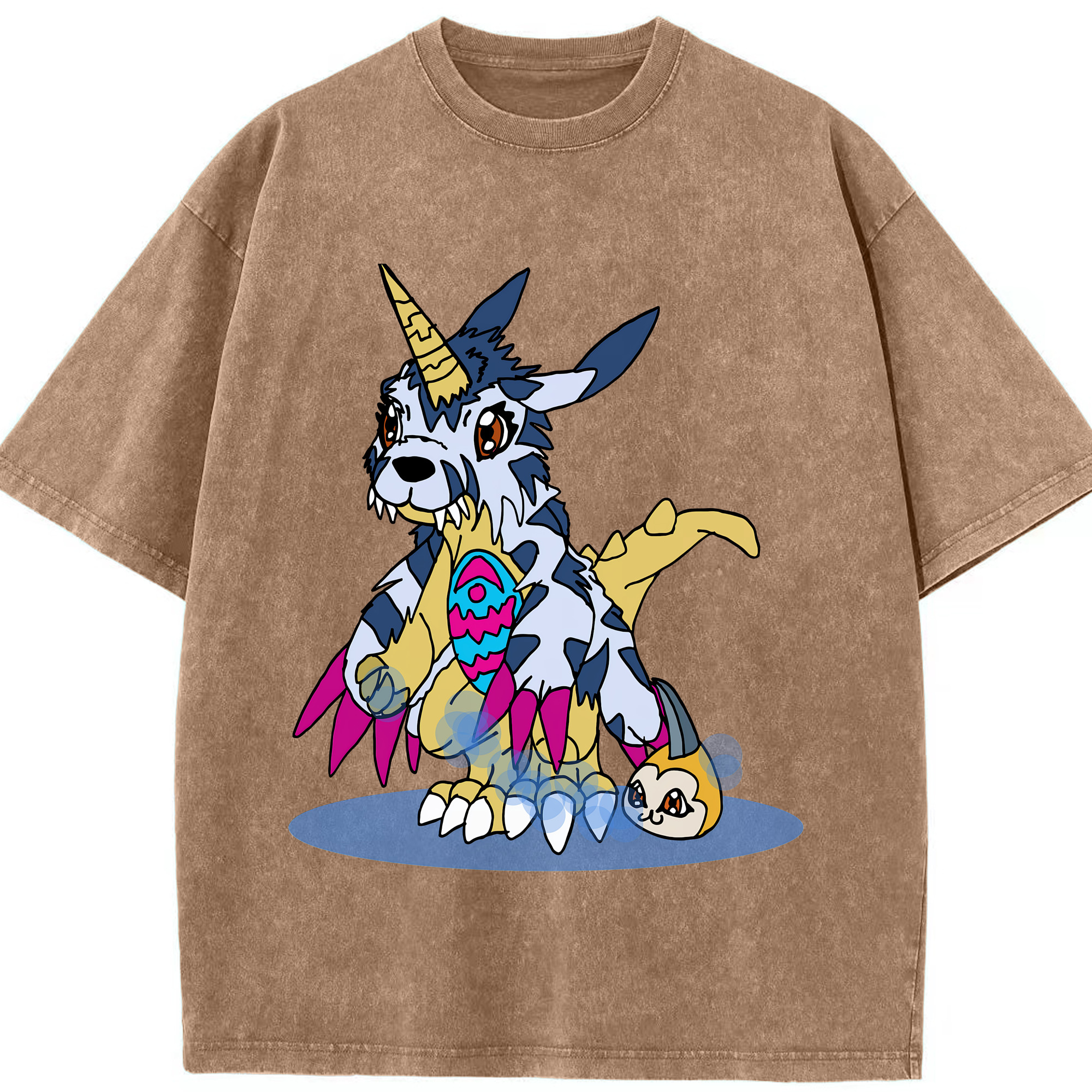（画像用） Digimon デジタルモンスター/デジモン 綿100% ヴィンテージ風 半袖Tシャツ（フロントプリント）
