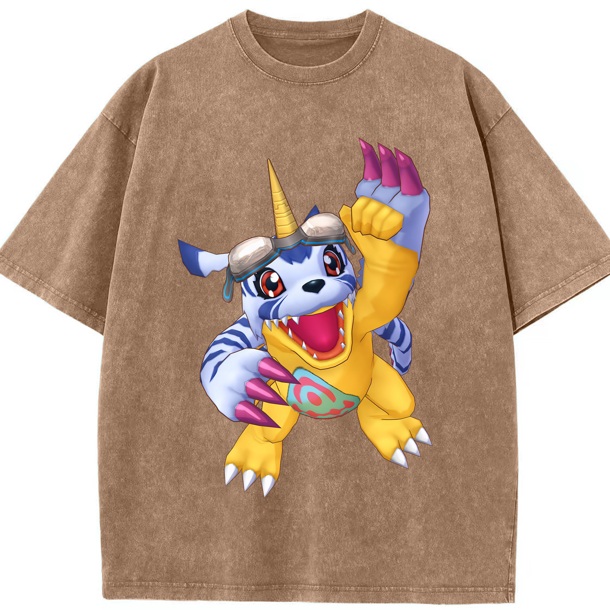 （画像用） Digimon デジタルモンスター/デジモン 綿100% ヴィンテージ風 半袖Tシャツ（フロントプリント）