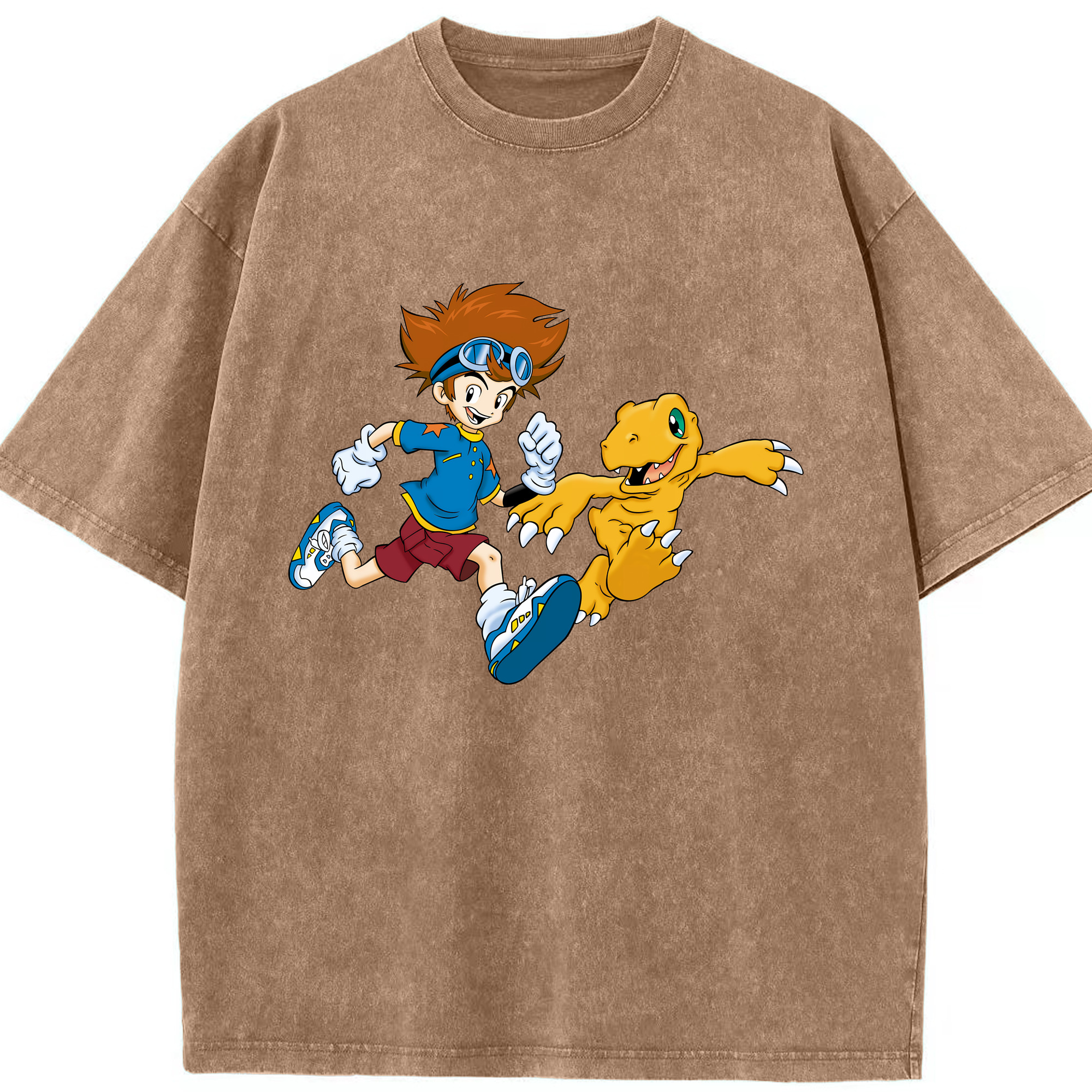 （画像用） Digimon デジタルモンスター/デジモン 綿100% ヴィンテージ風 半袖Tシャツ（フロントプリント）