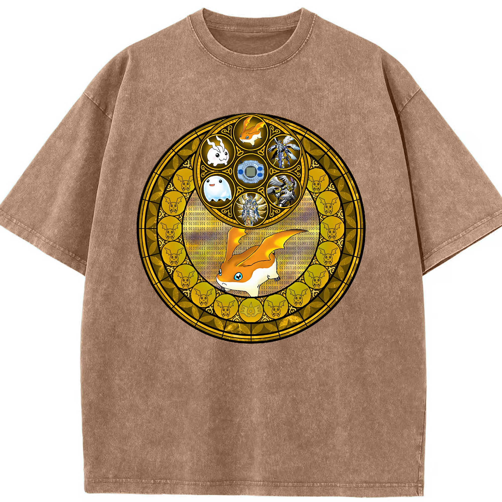 （画像用） Digimon デジタルモンスター/デジモン 綿100% ヴィンテージ風 半袖Tシャツ（フロントプリント）