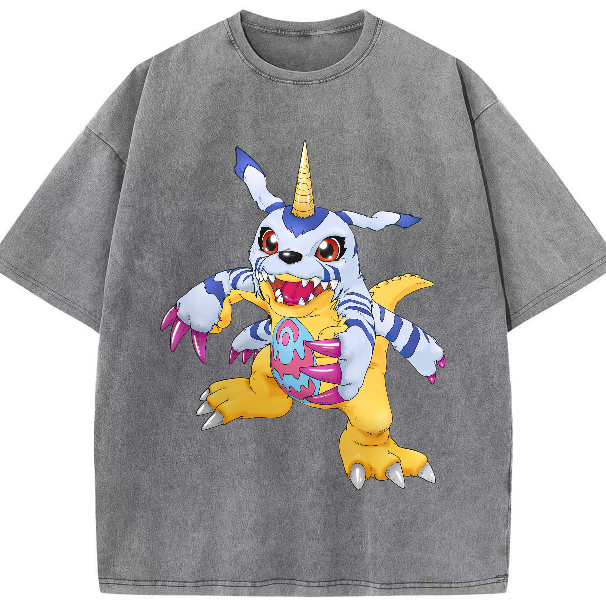 （画像用） Digimon デジタルモンスター/デジモン 綿100% ヴィンテージ風 半袖Tシャツ（フロントプリント）