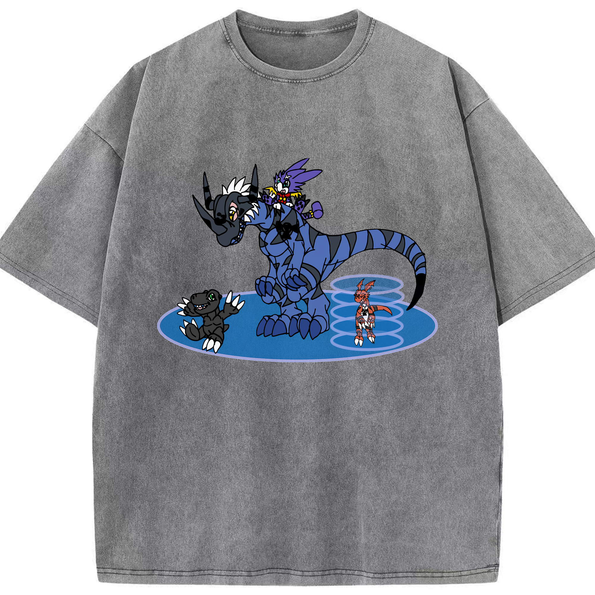 （画像用） Digimon デジタルモンスター/デジモン 綿100% ヴィンテージ風 半袖Tシャツ（フロントプリント）