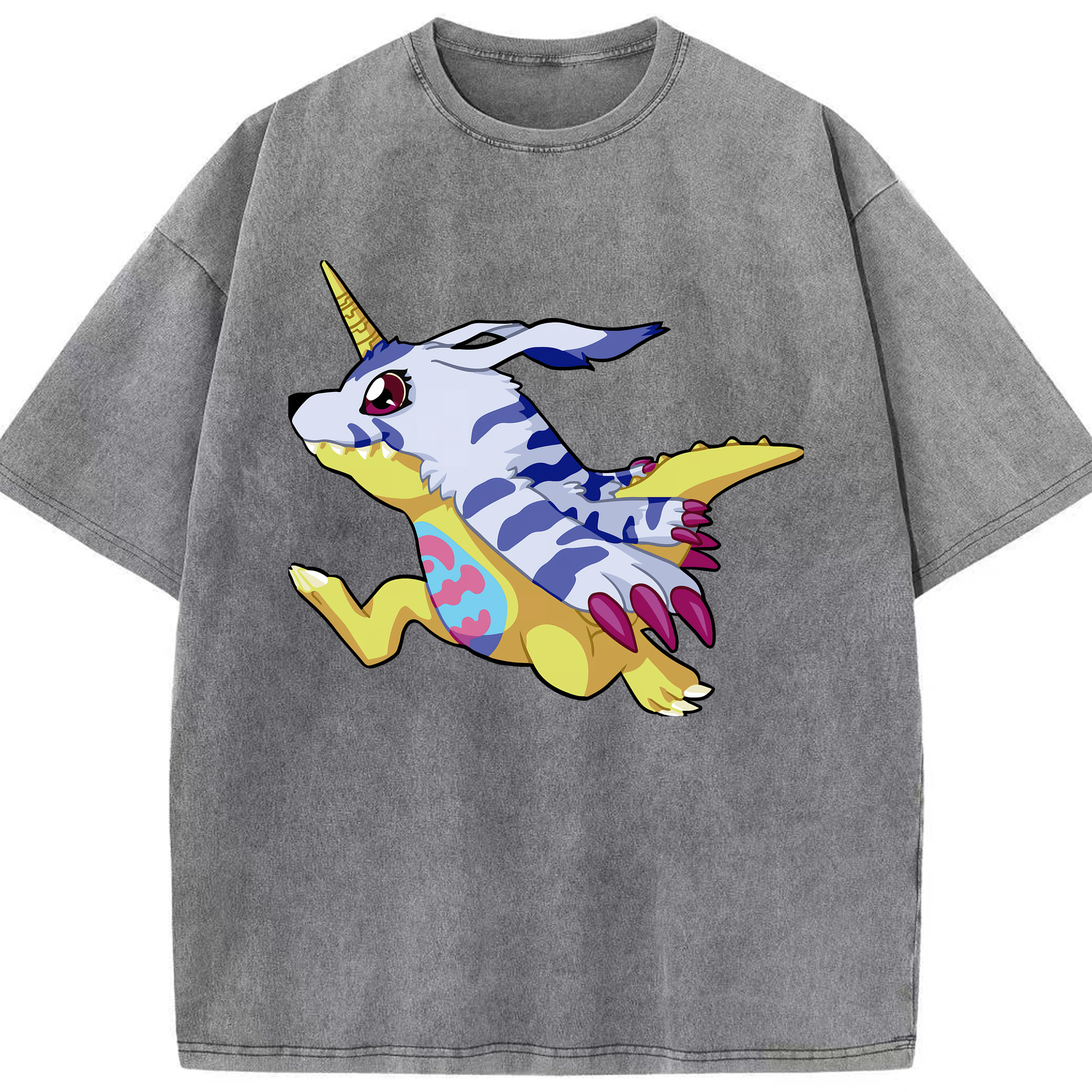 （画像用） Digimon デジタルモンスター/デジモン 綿100% ヴィンテージ風 半袖Tシャツ（フロントプリント）