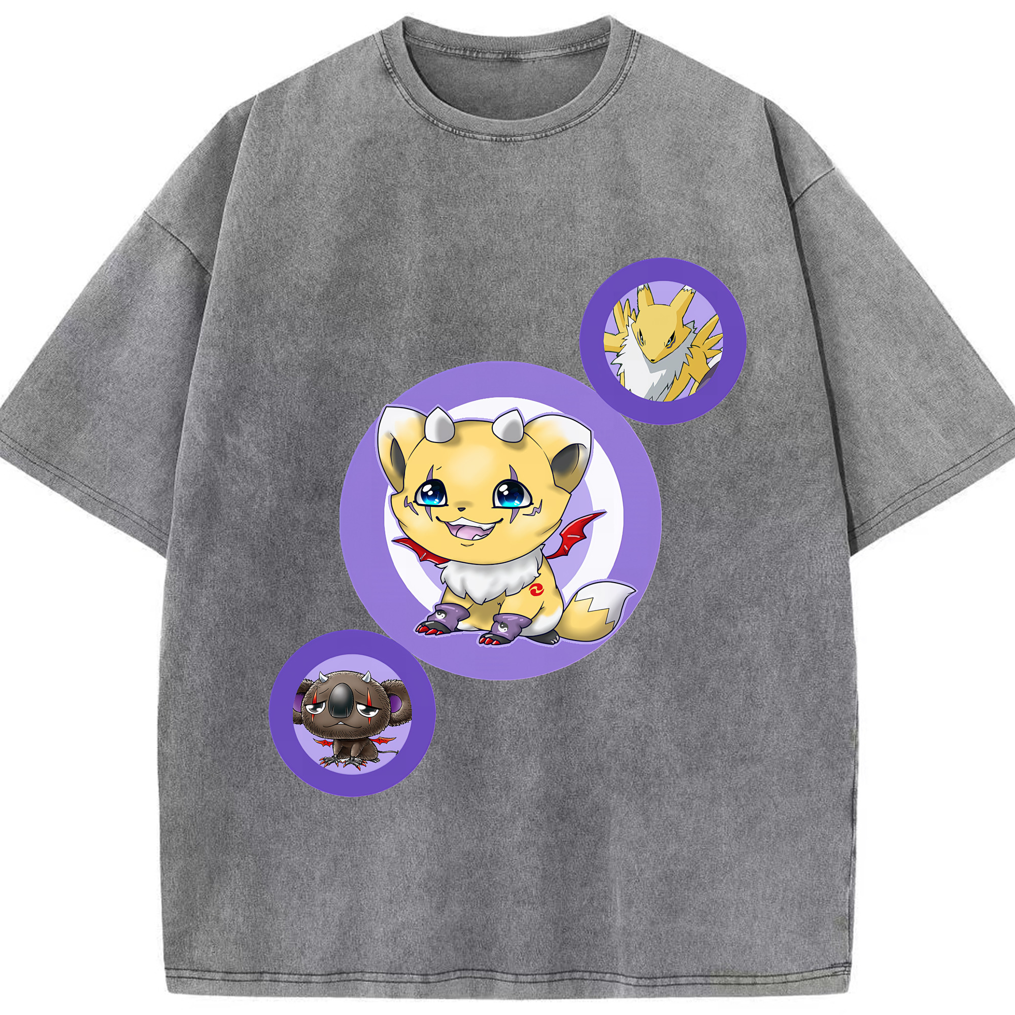 （画像用） Digimon デジタルモンスター/デジモン 綿100% ヴィンテージ風 半袖Tシャツ（フロントプリント）