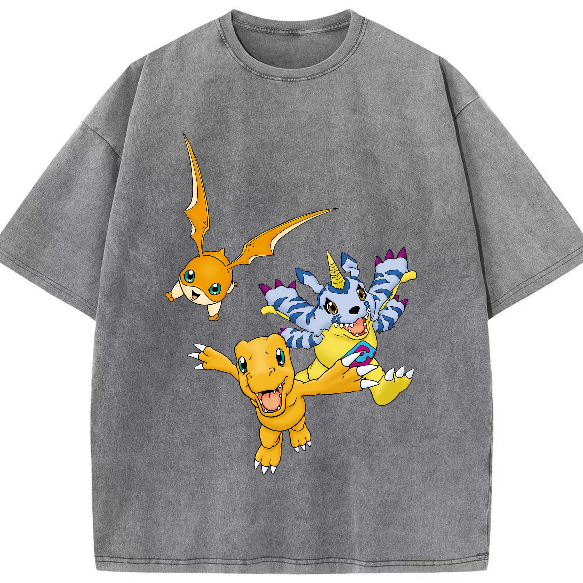 （画像用） Digimon デジタルモンスター/デジモン 綿100% ヴィンテージ風 半袖Tシャツ（フロントプリント）