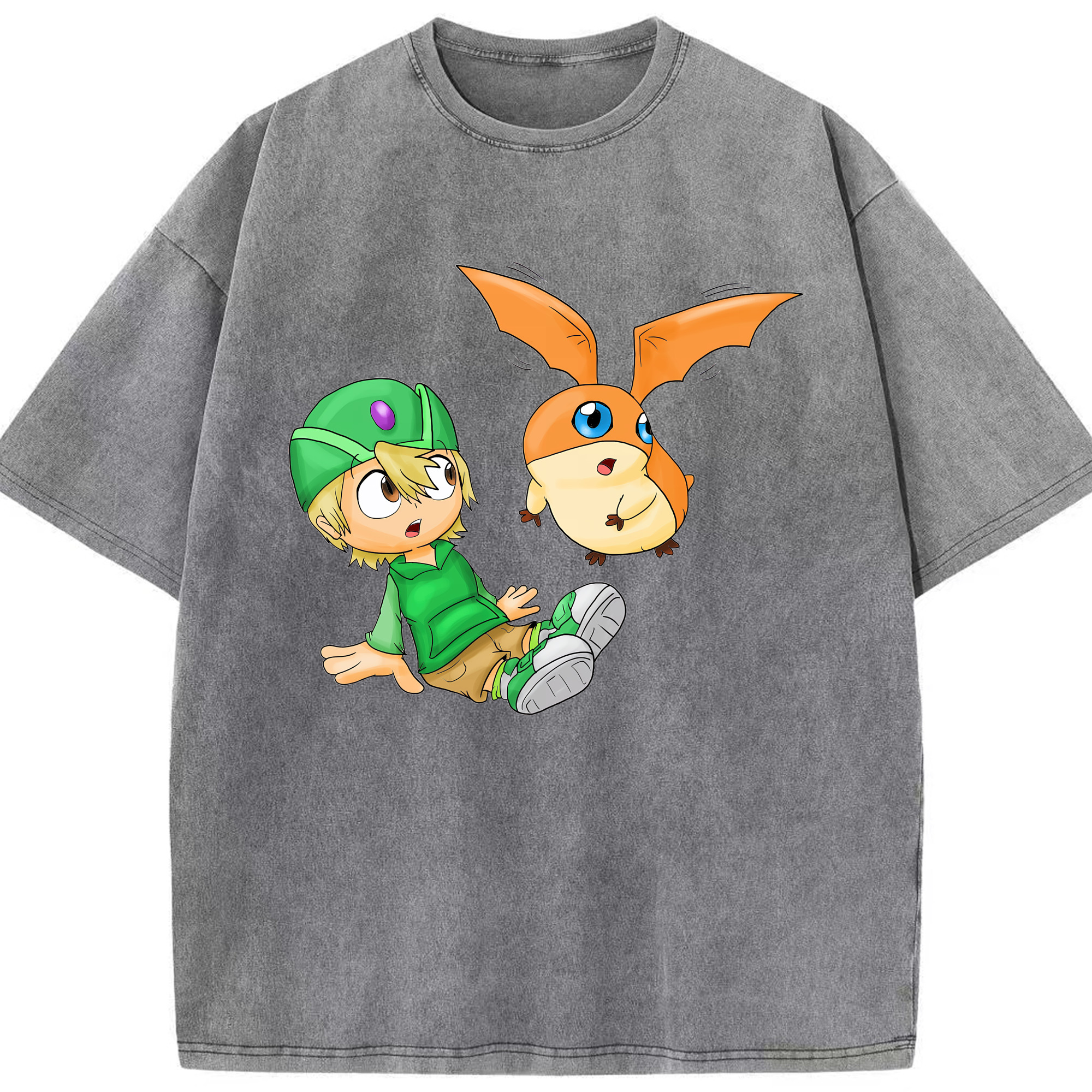 （画像用） Digimon デジタルモンスター/デジモン 綿100% ヴィンテージ風 半袖Tシャツ（フロントプリント）