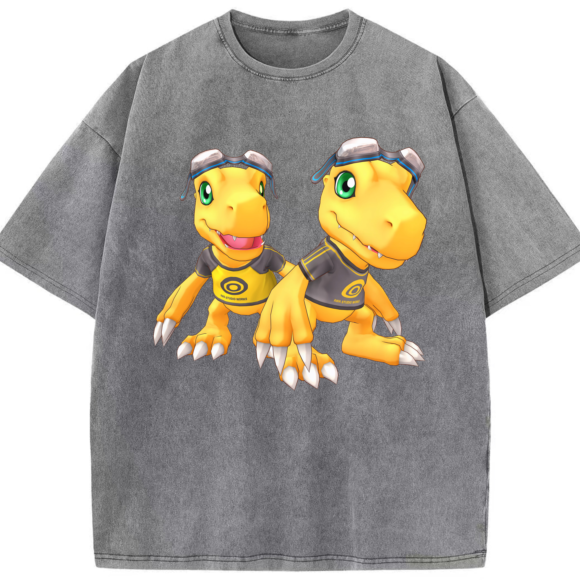 （画像用） Digimon デジタルモンスター/デジモン 綿100% ヴィンテージ風 半袖Tシャツ（フロントプリント）