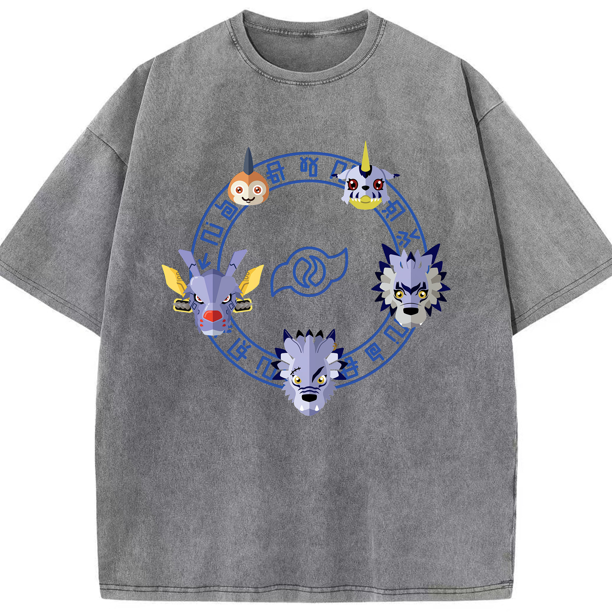 （画像用） Digimon デジタルモンスター/デジモン 綿100% ヴィンテージ風 半袖Tシャツ（フロントプリント）