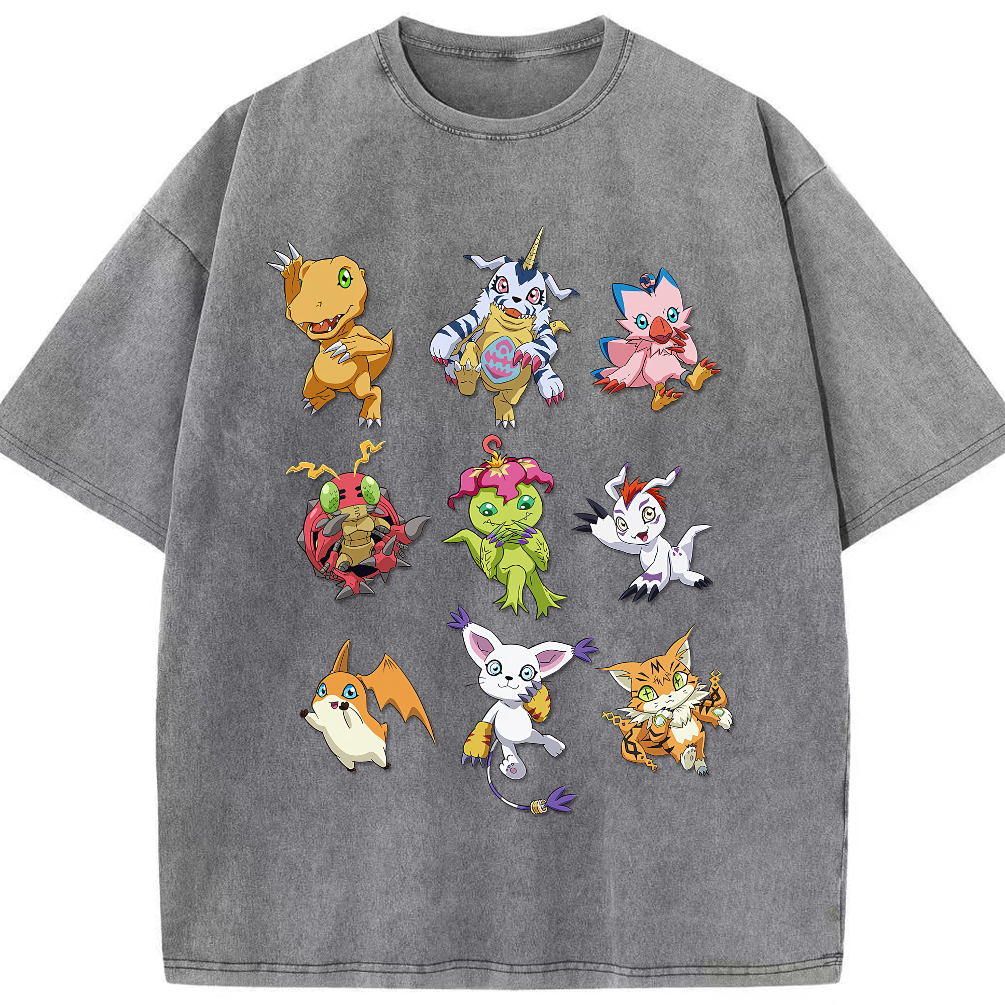 （画像用） Digimon デジタルモンスター/デジモン 綿100% ヴィンテージ風 半袖Tシャツ（フロントプリント）