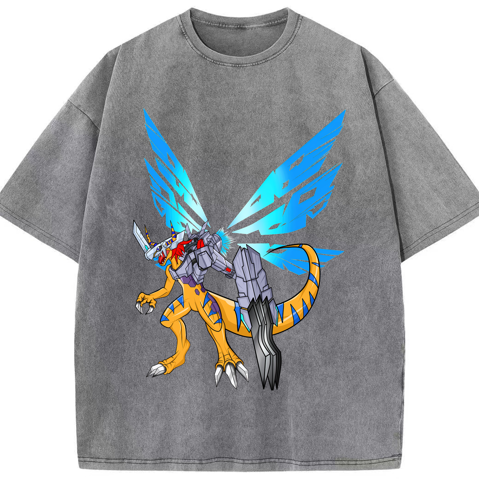 （画像用） Digimon デジタルモンスター/デジモン 綿100% ヴィンテージ風 半袖Tシャツ（フロントプリント）