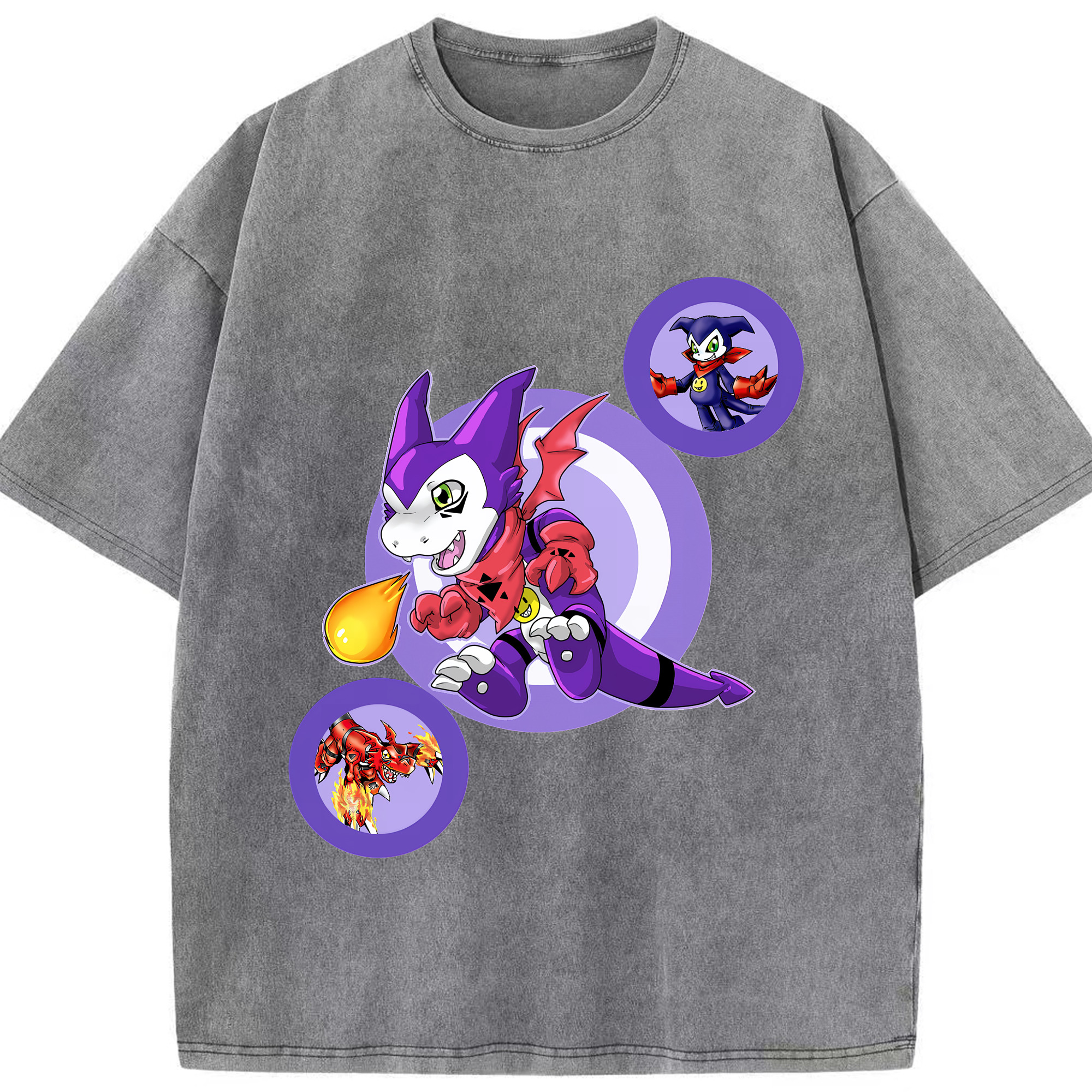 （画像用） Digimon デジタルモンスター/デジモン 綿100% ヴィンテージ風 半袖Tシャツ（フロントプリント）