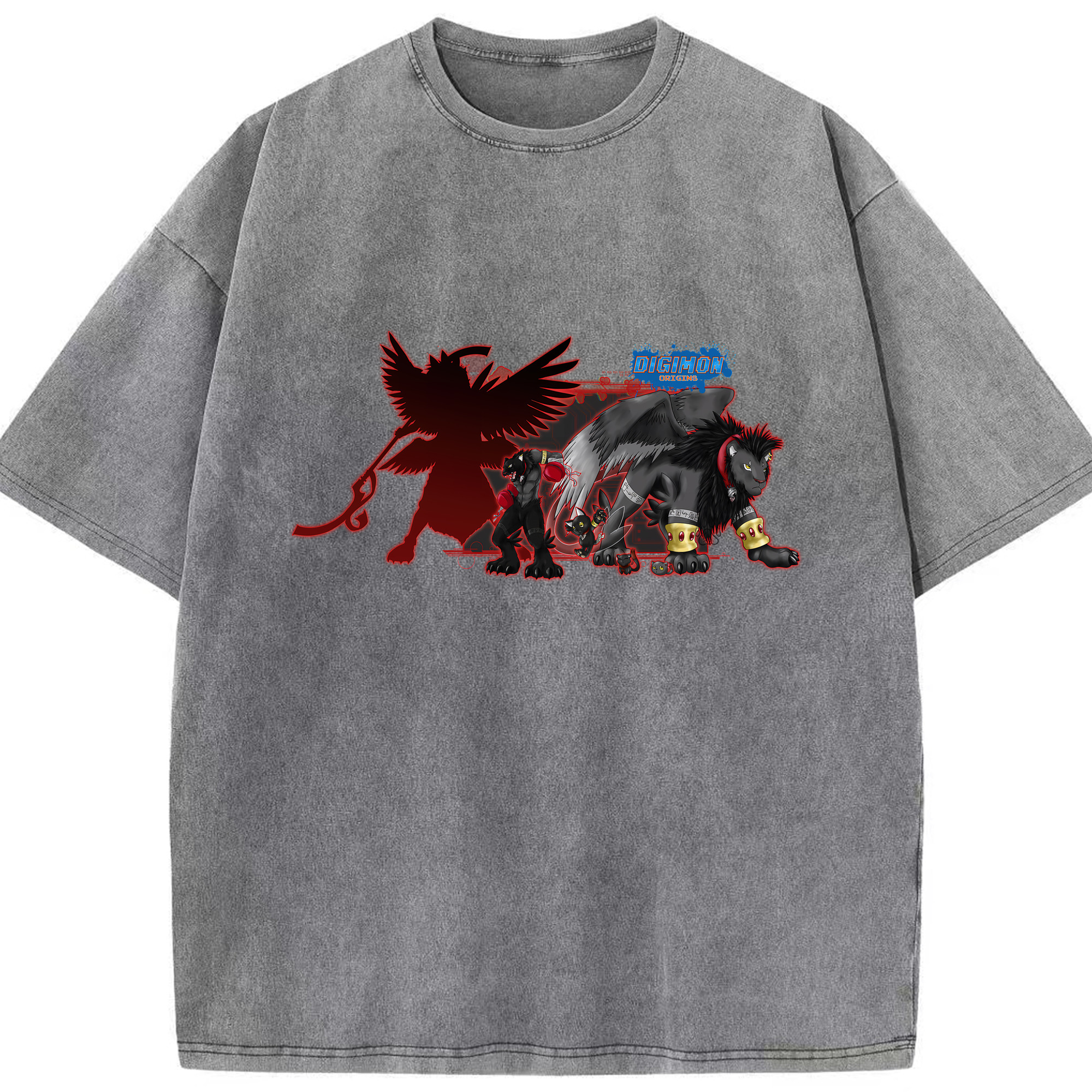 （画像用） Digimon デジタルモンスター/デジモン 綿100% ヴィンテージ風 半袖Tシャツ（フロントプリント）