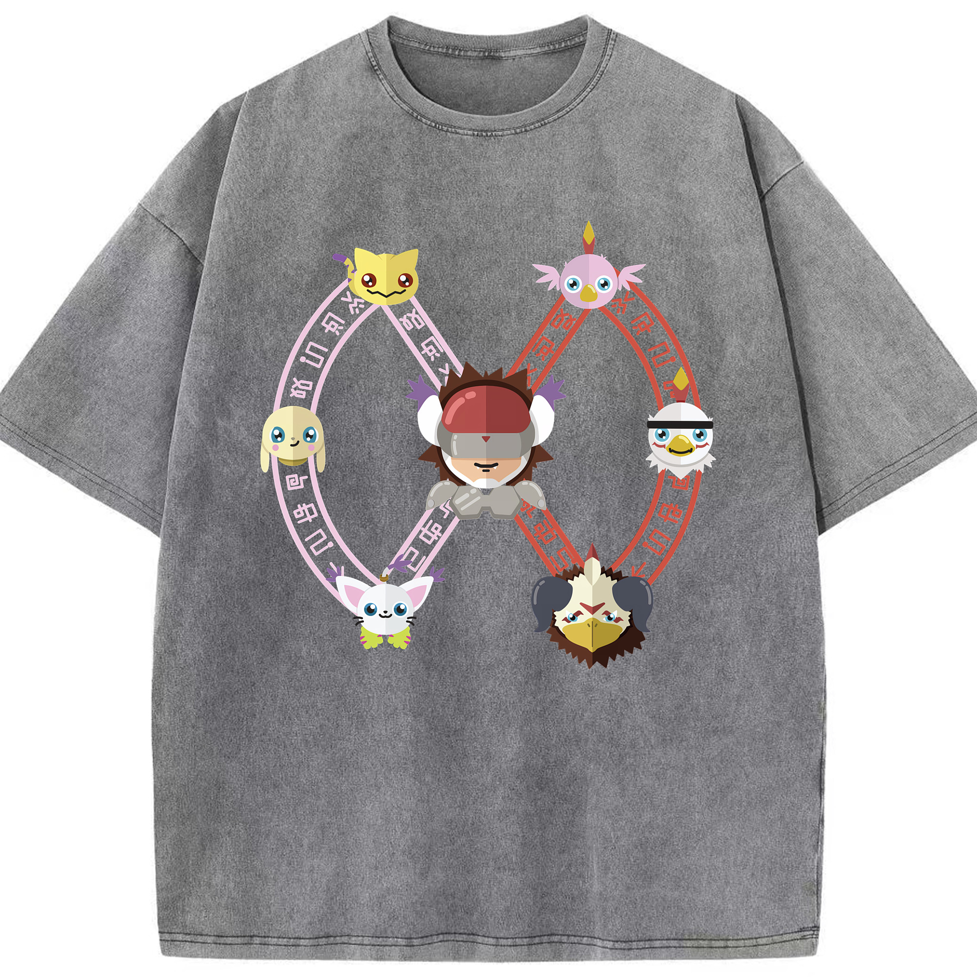 （画像用） Digimon デジタルモンスター/デジモン 綿100% ヴィンテージ風 半袖Tシャツ（フロントプリント）
