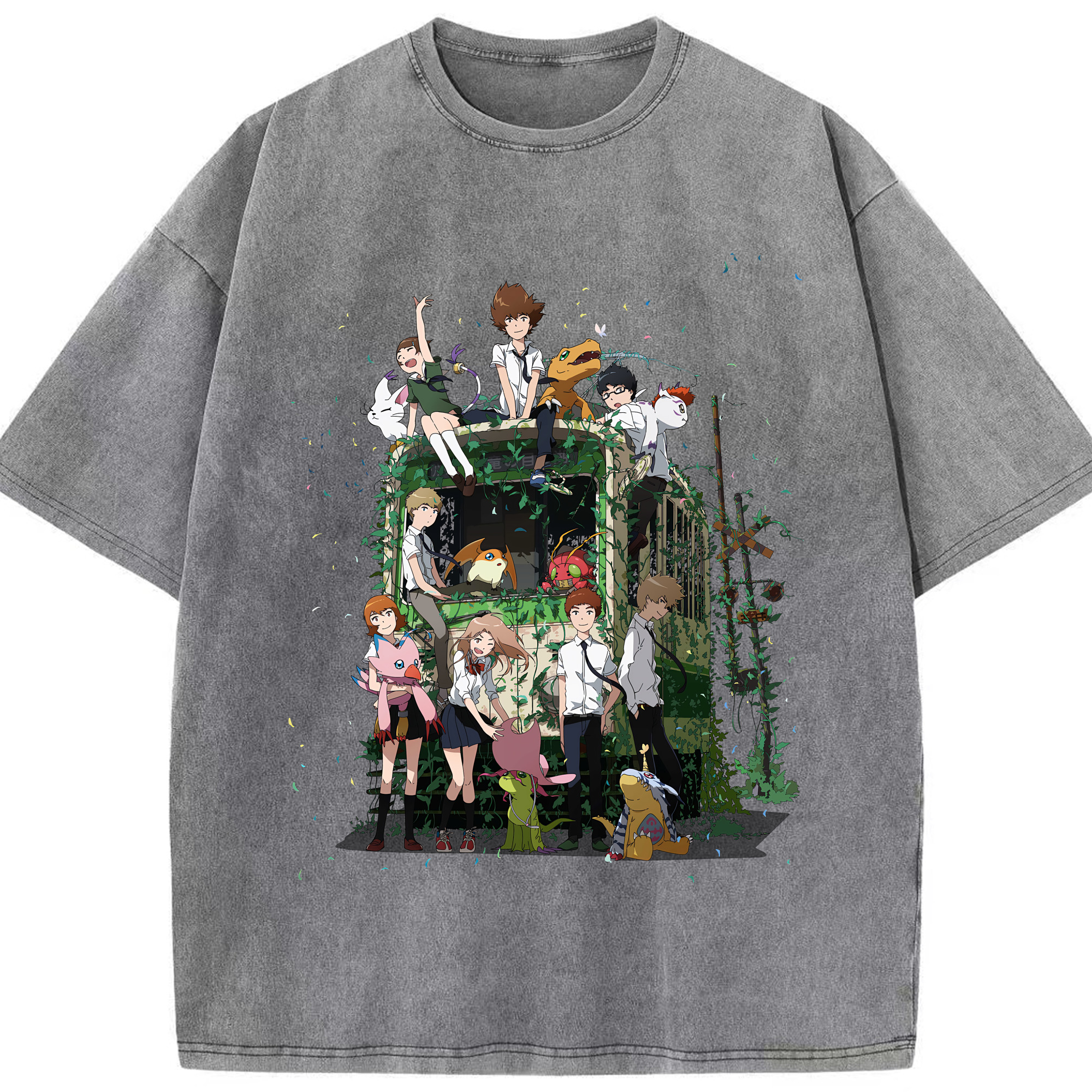 （画像用） Digimon デジタルモンスター/デジモン 綿100% ヴィンテージ風 半袖Tシャツ（フロントプリント）