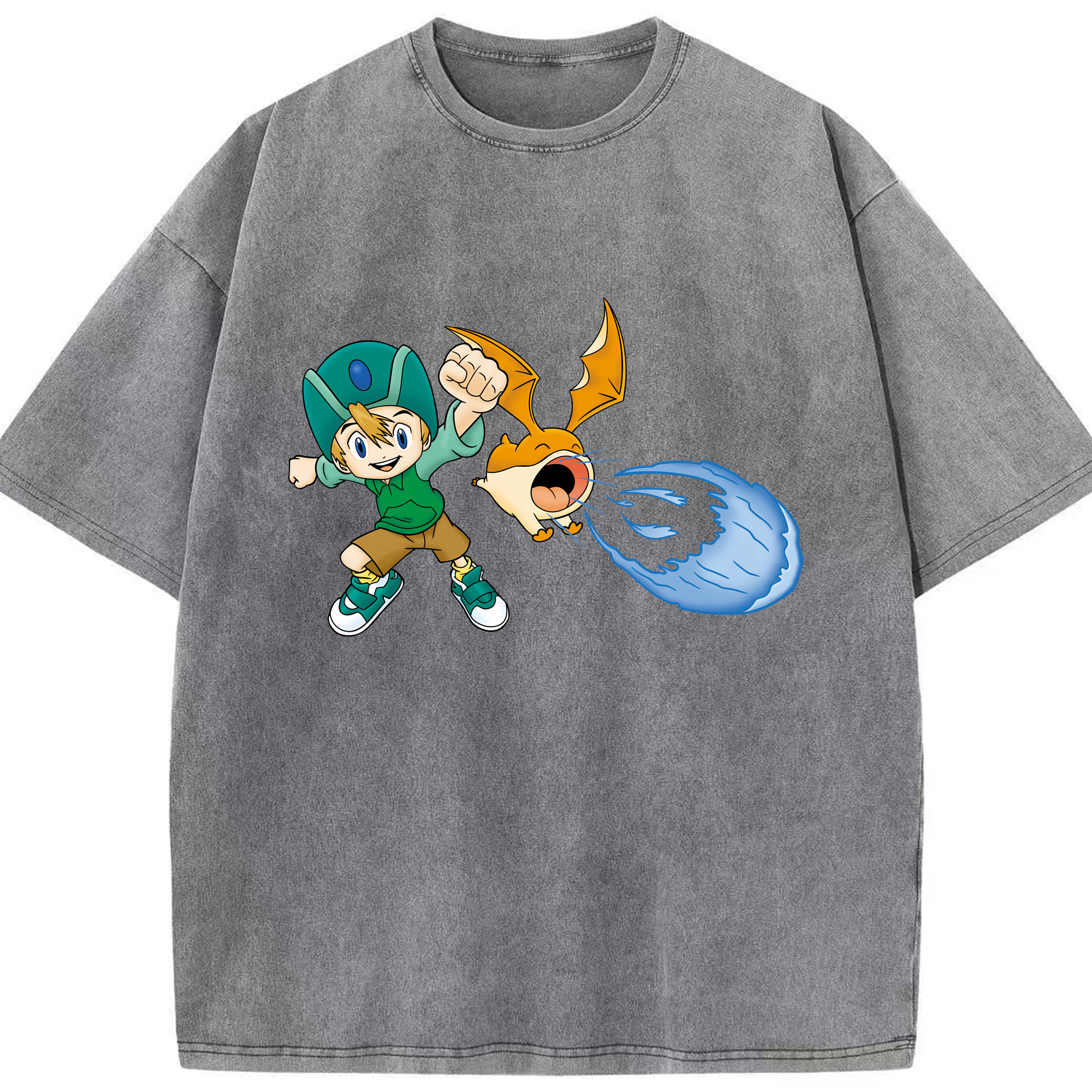 （画像用） Digimon デジタルモンスター/デジモン 綿100% ヴィンテージ風 半袖Tシャツ（フロントプリント）