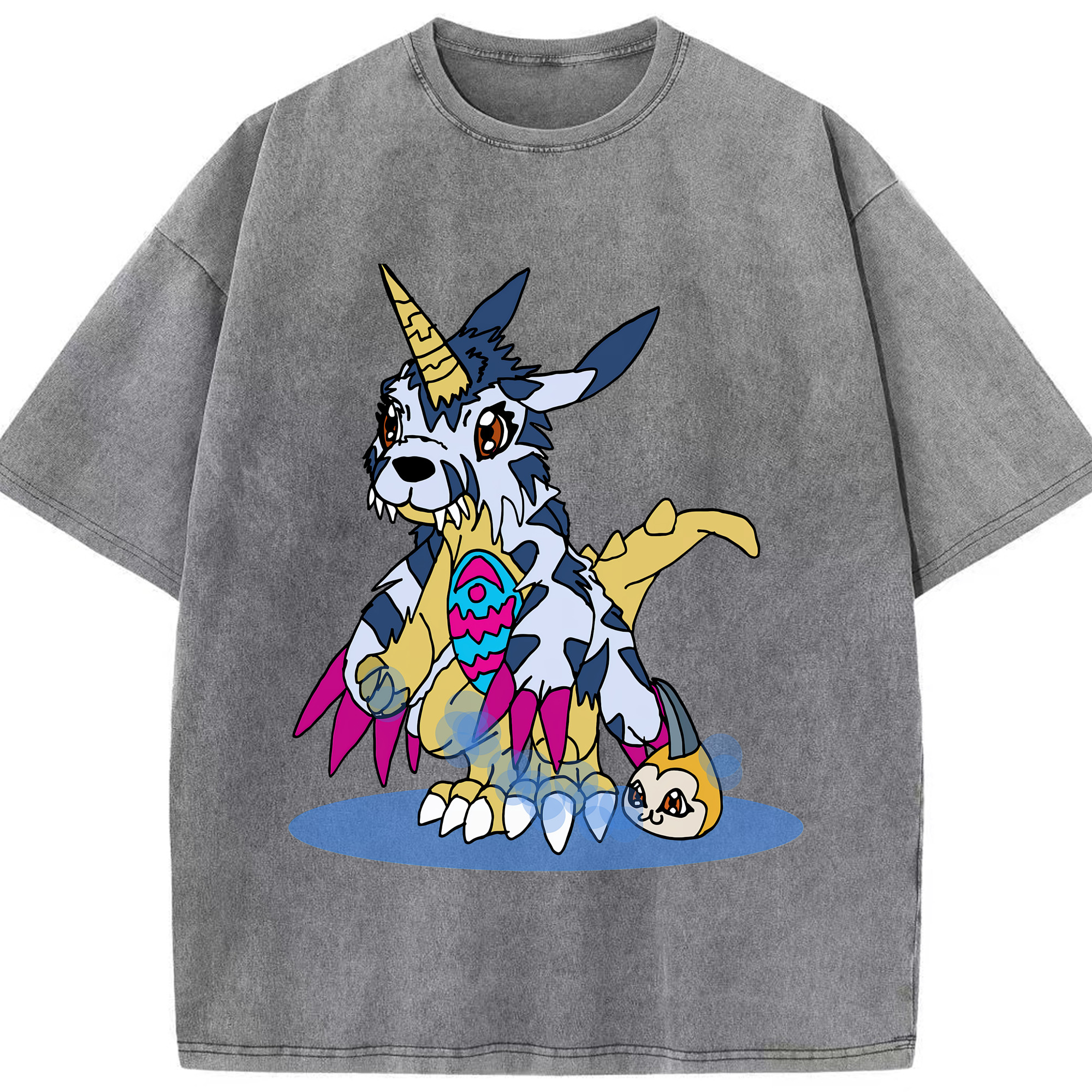 （画像用） Digimon デジタルモンスター/デジモン 綿100% ヴィンテージ風 半袖Tシャツ（フロントプリント）