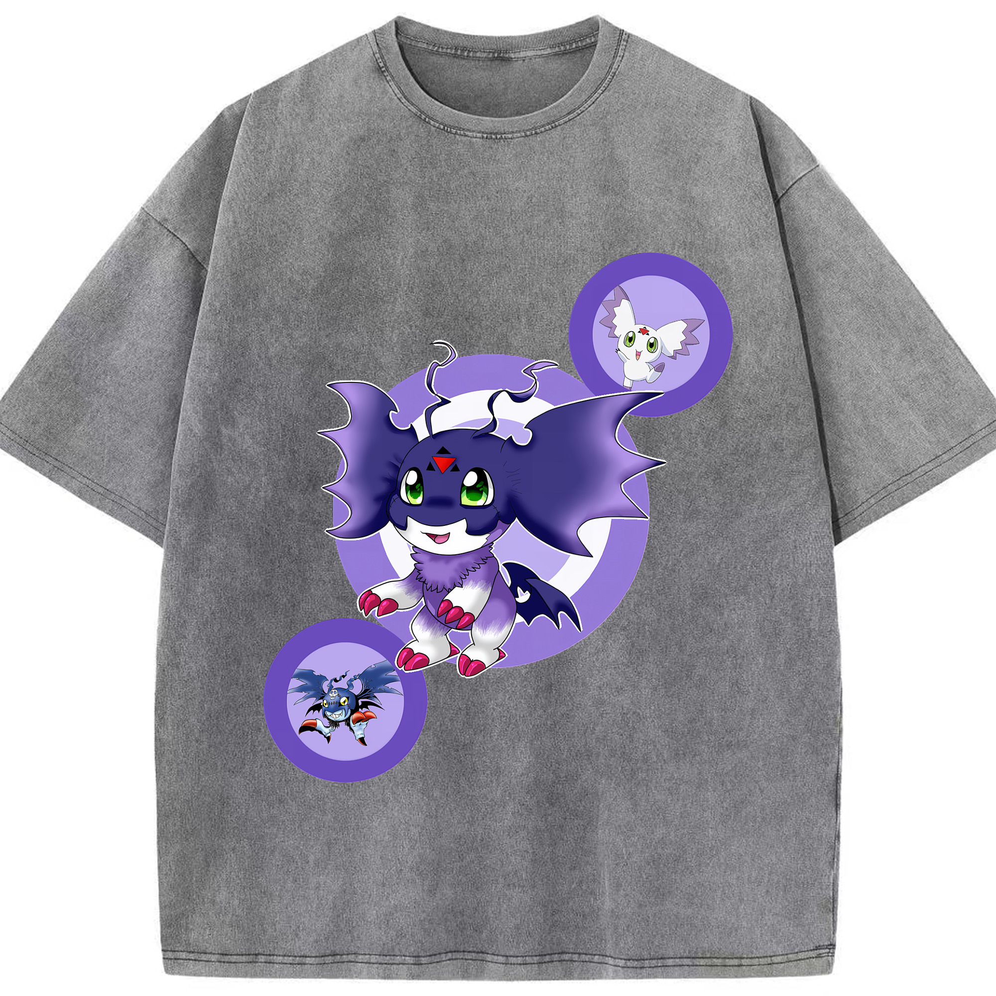 （画像用） Digimon デジタルモンスター/デジモン 綿100% ヴィンテージ風 半袖Tシャツ（フロントプリント）