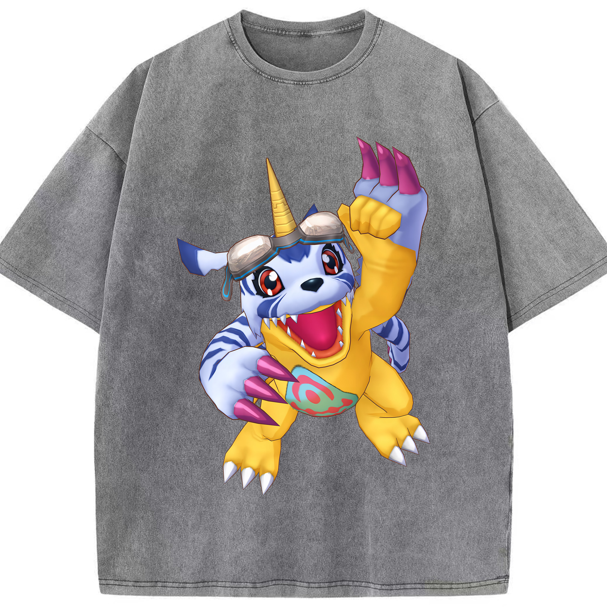 （画像用） Digimon デジタルモンスター/デジモン 綿100% ヴィンテージ風 半袖Tシャツ（フロントプリント）